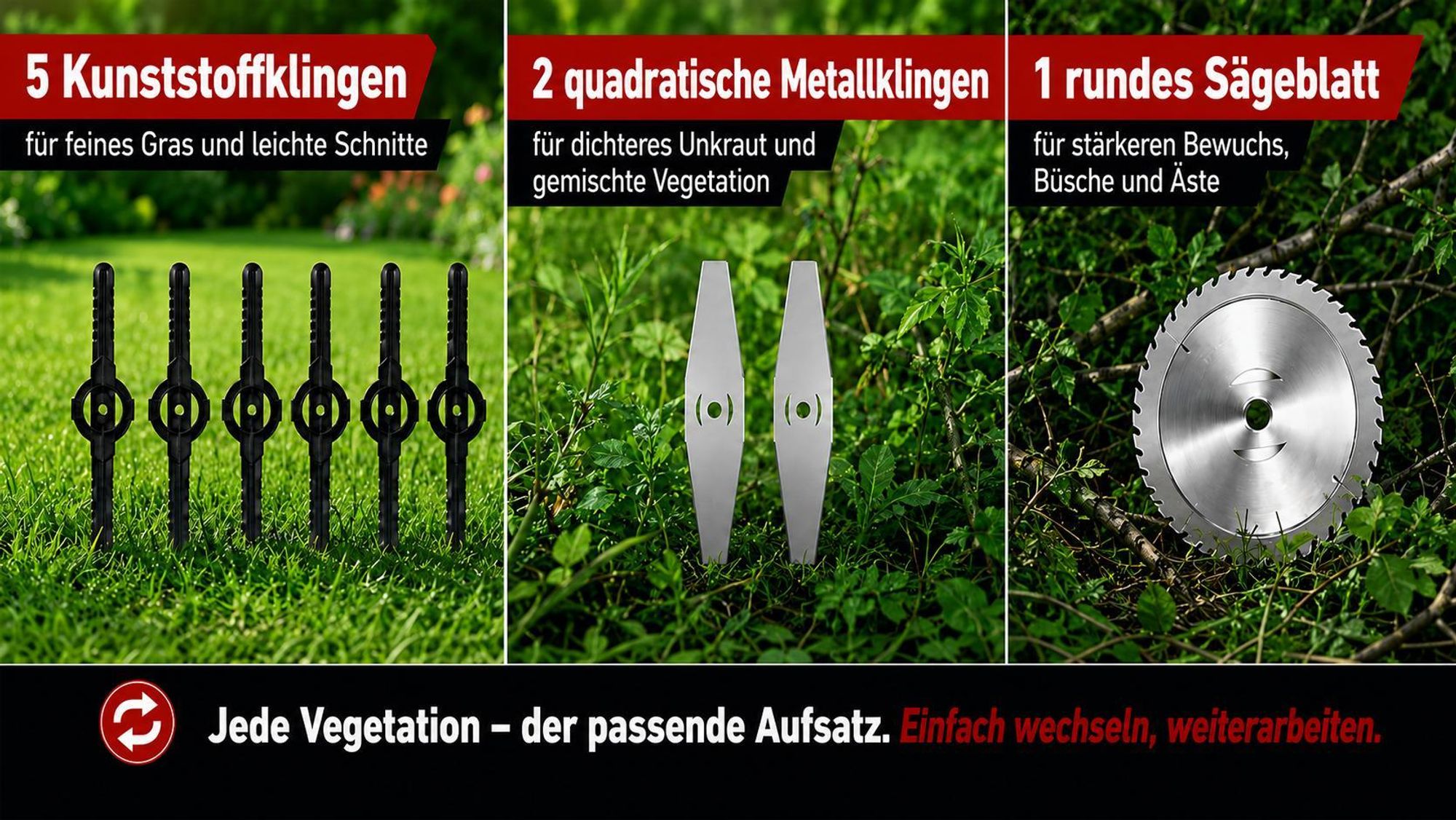 Akku Rasentrimmer mit 2 Akkus & Ladegerät, 3 in 1 Freischneider akku, 18000 U/min, Teleskopstiel 90-120cm, für Garten & Hof