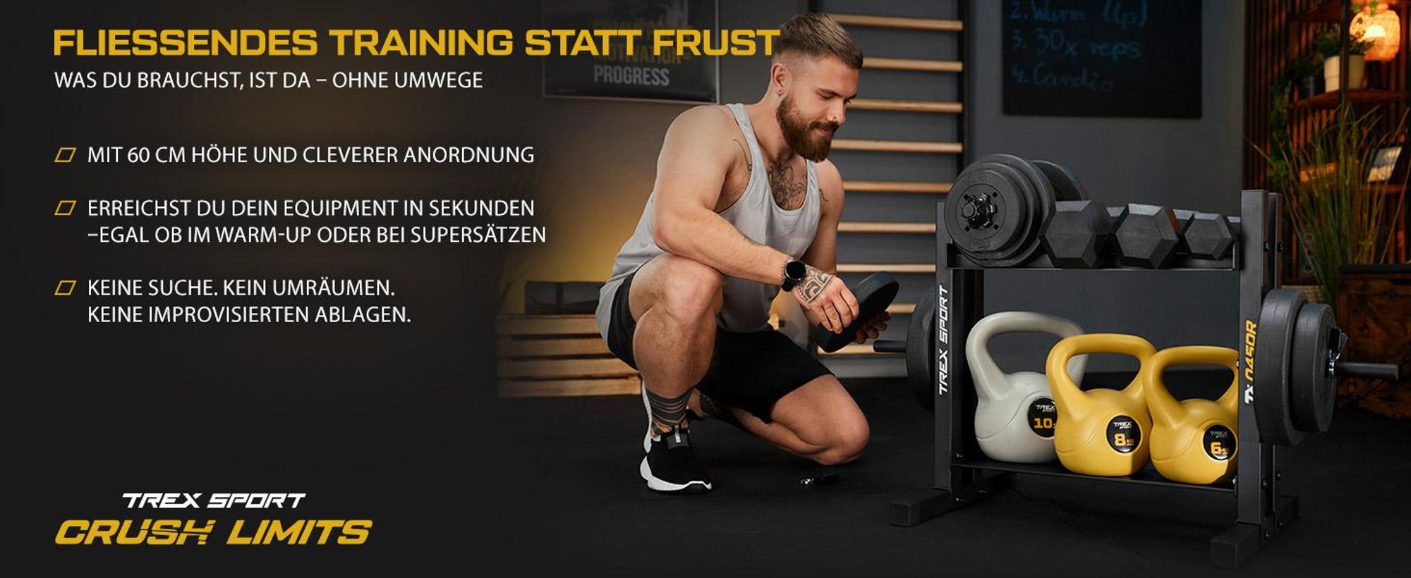 TREX SPORT Hantelablage Gewichteständer TX-045DR | Stahl Hantelständer für Hantelscheiben, Kurzhanteln, Trainingszubehör | rutschfest, bis 320 kg