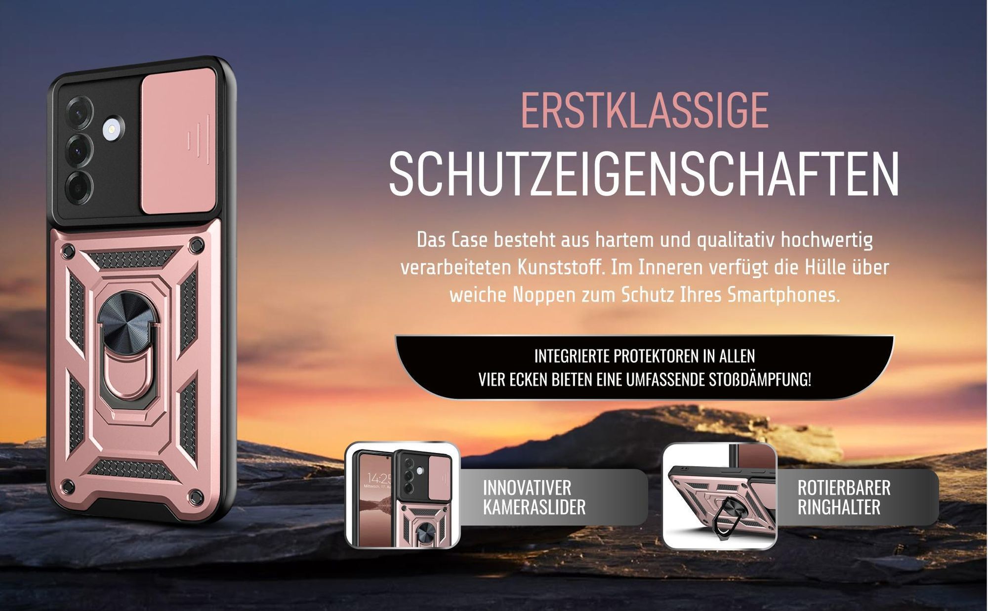 Handycase in Rosegold für Samsung Galaxy A27 5G mit Ringhalter