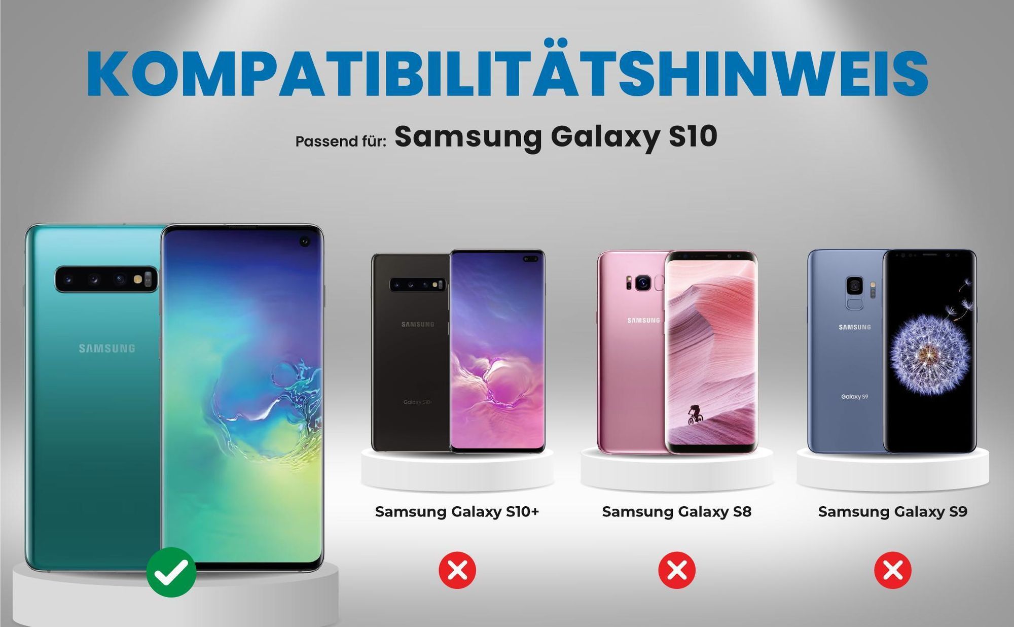 Kompatibilitätshinweise Hülle für Samsung Galaxy S10