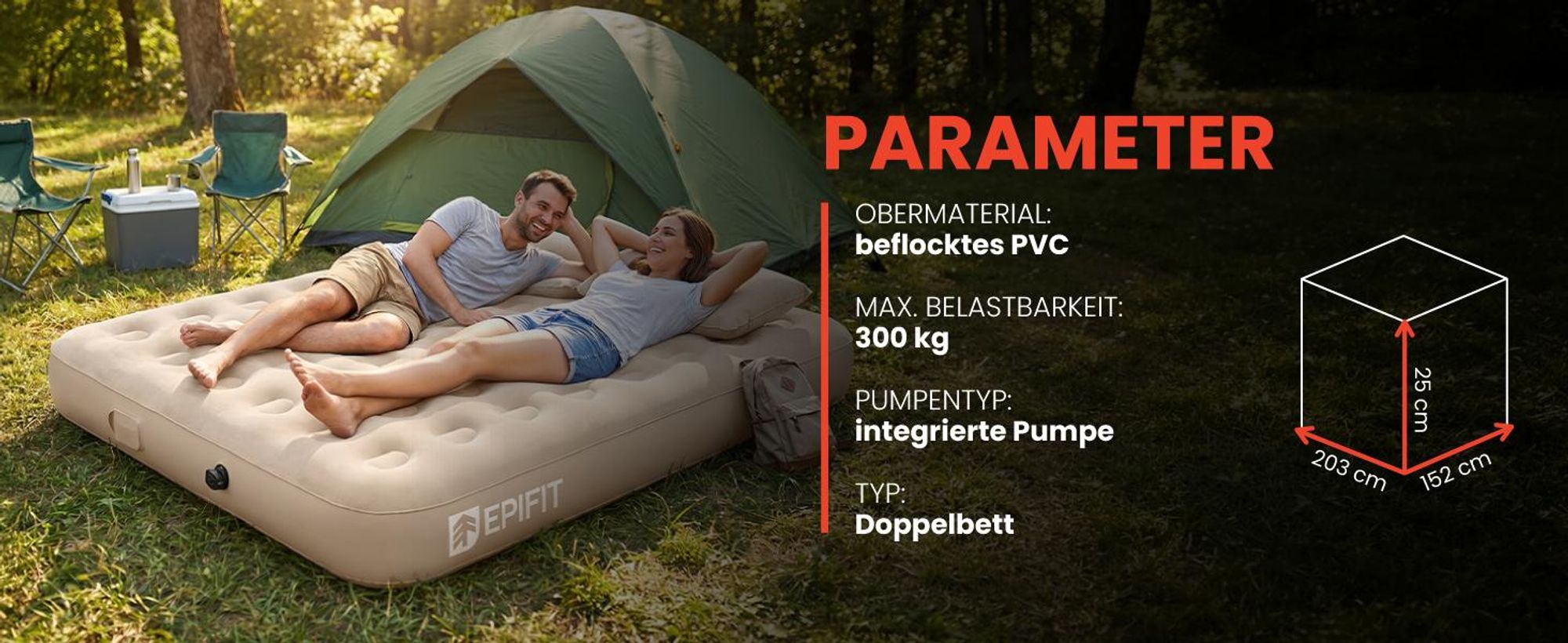 Luftbett Luftmatratze fur 2 Personen selbstaufblasen mit elektrische integriert Pumpe Doppel