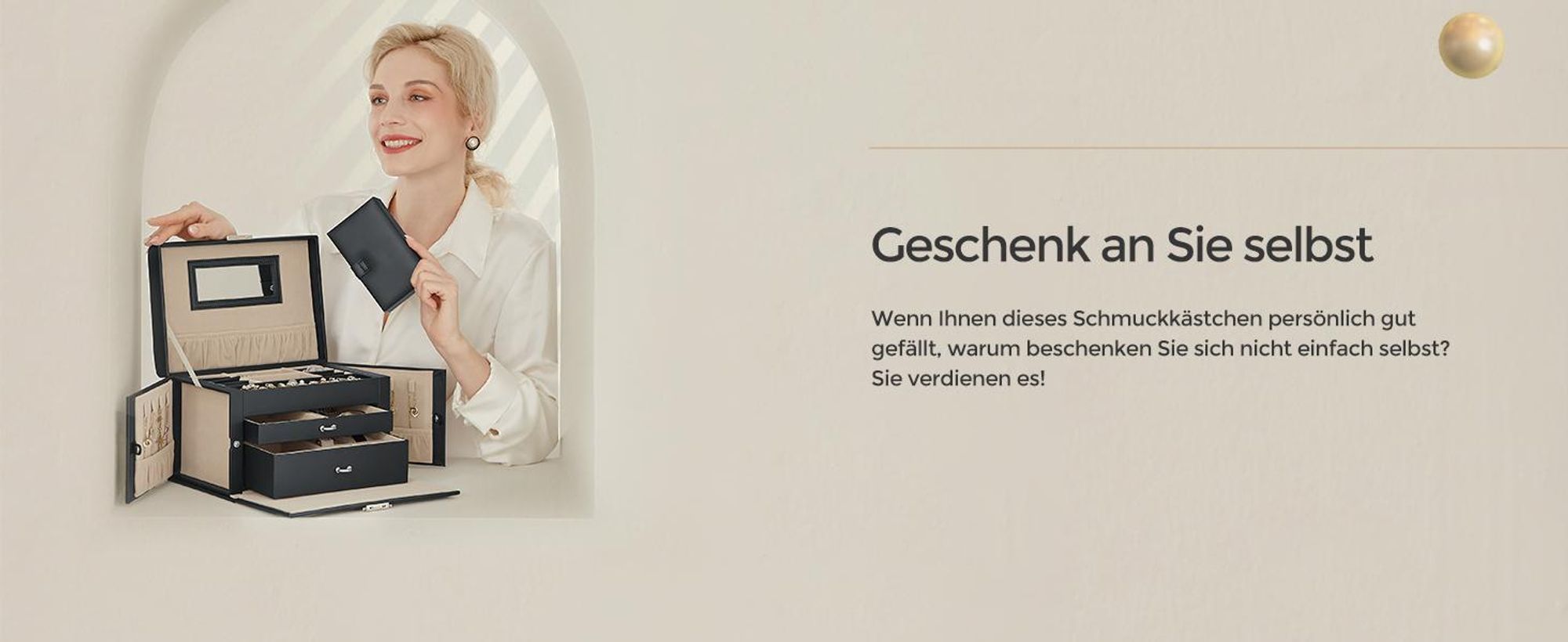 Schmuckkästchen mit 2 Schubladen, Samtfutter