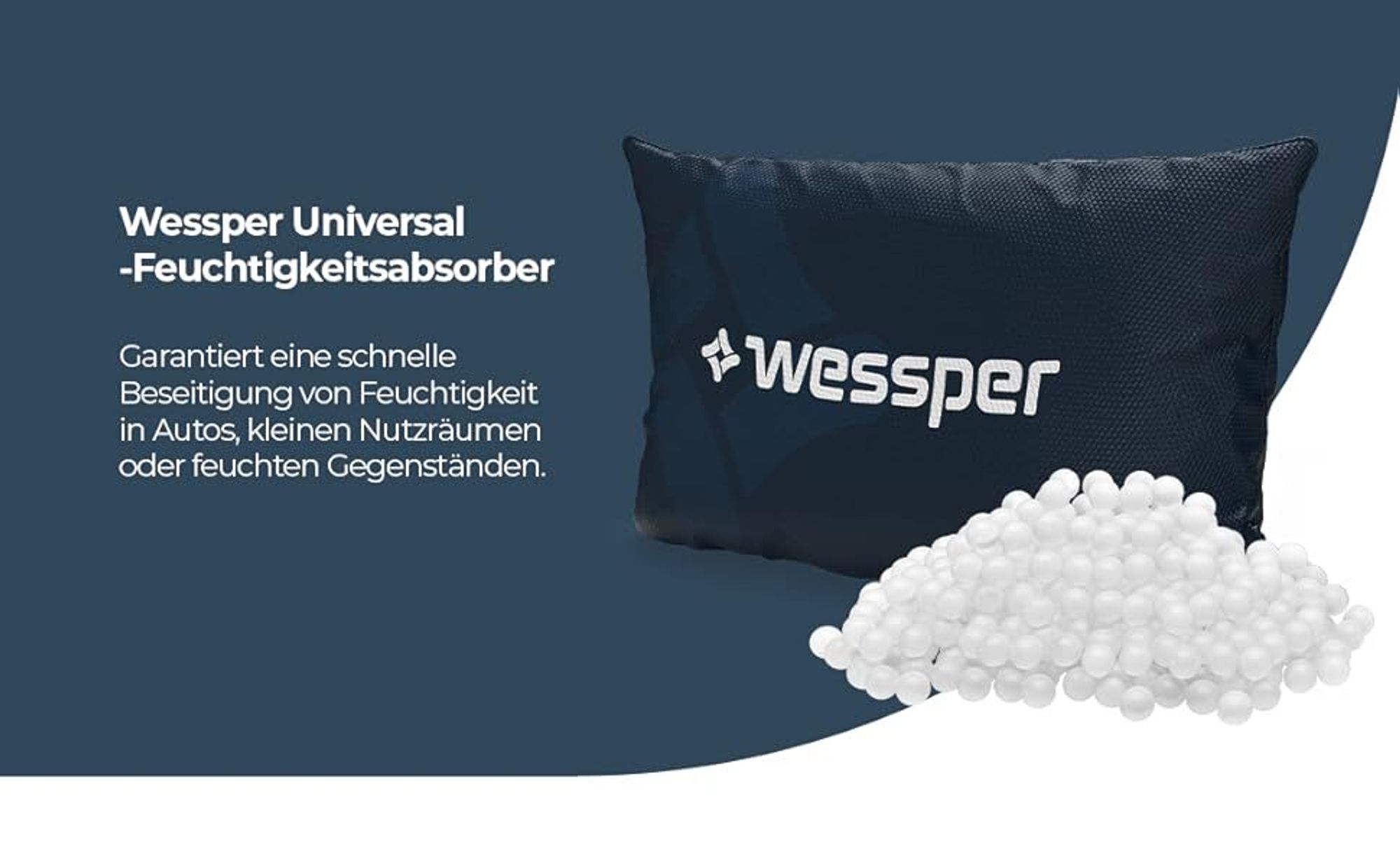 Wessper Luftentfeuchter Beutel wiederverwendbar, aufladbar Raumentfeuchter aus Silica Trockenmittel, Feuchtigkeits Granulat für Kleiderschrank 2x 300g