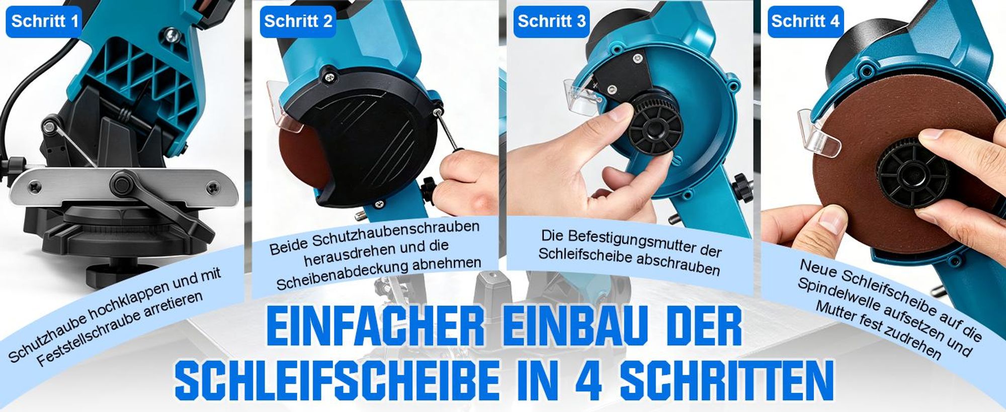 6500rpm Akku Sägekettenschärfgerät mit Schleifwinkeleinstellung Kettenspannvorrichtung Tiefenbegrenzung Schleifscheibe Arbeitslicht Sägekettenschärfer