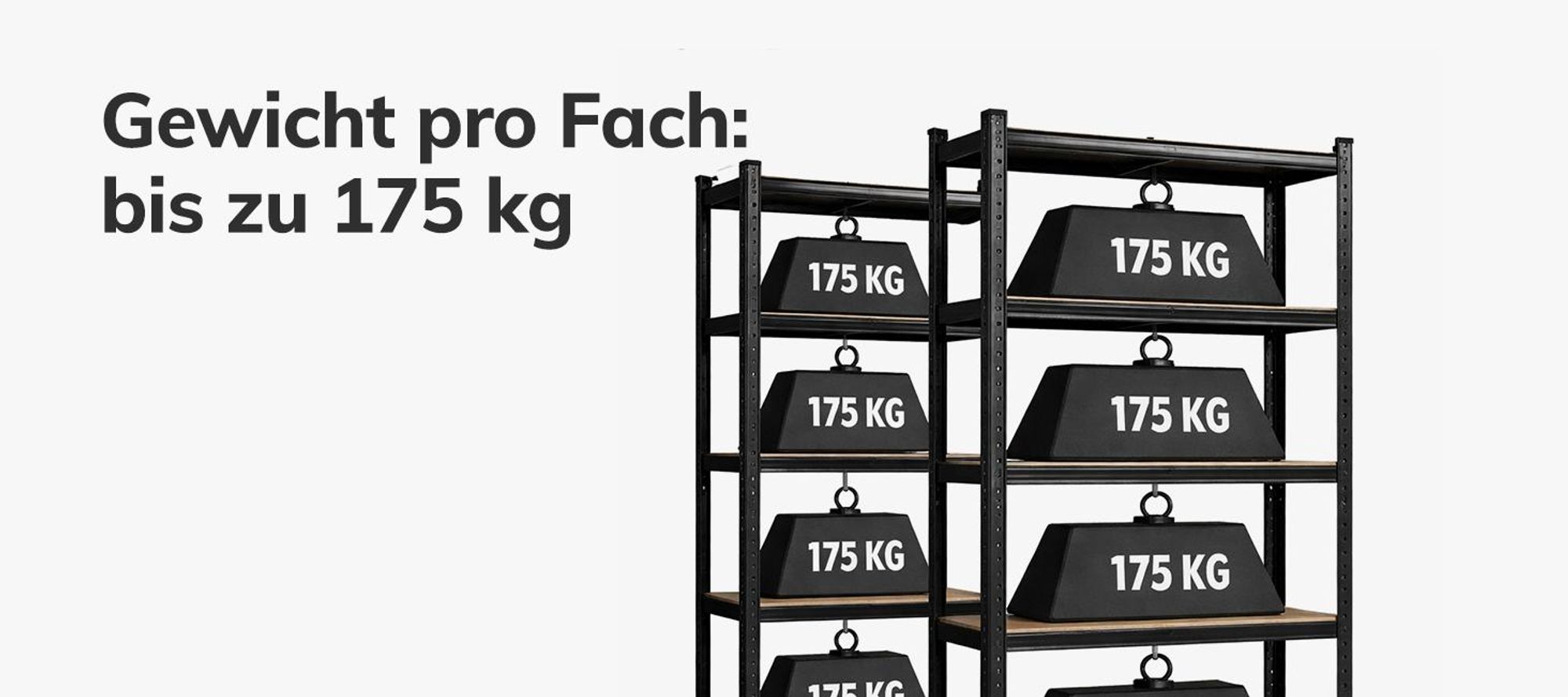 Karat Schwerlastregal Lakota, 2er Set Metallregal mit 5 Böden, 875 kg Traglast, Steckregal für Keller, Garage & Werkstatt – Grau, 200x120x60 cm