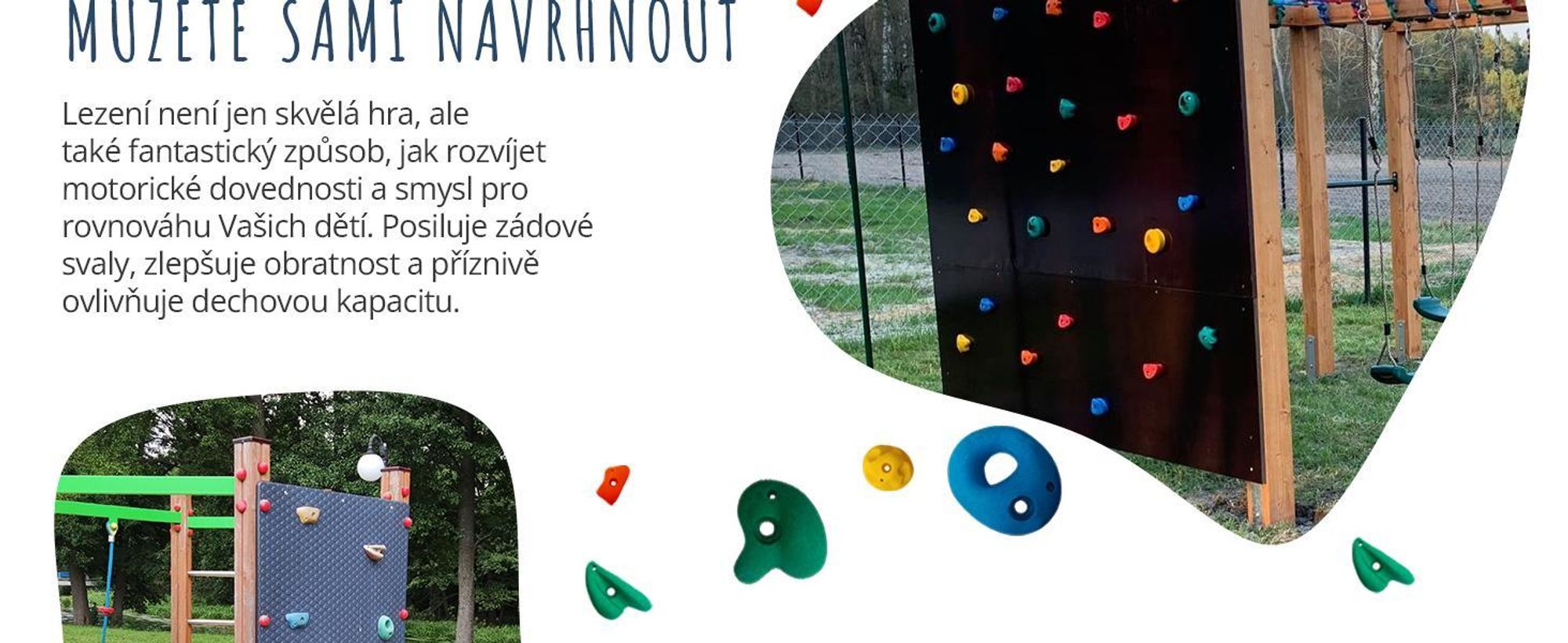Create for You - Dětská venkovní horolezecká stěna + 15 kamenů - Černá boulderingová stěna na zahradu, hřiště, do domku - Voděodolná 180x120 cm