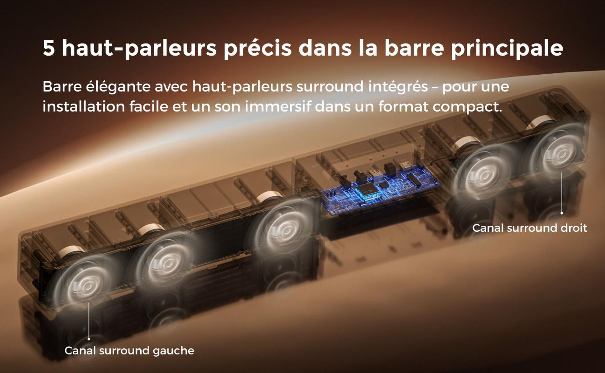Barre de son ULTIMEA 5.1 Dolby Atmos, Système de son Home Cinéma avec caisson de basses, puissance 340W, contrôle par application, Bluetooth 5.4