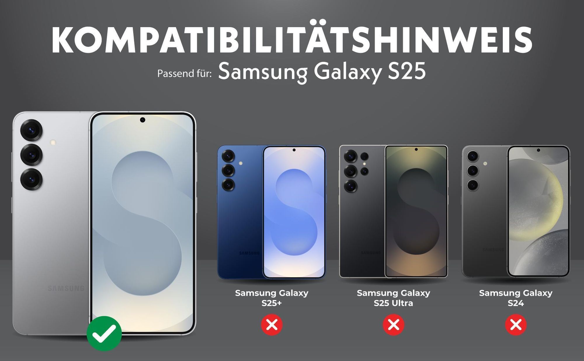 Kompatibilitätshinweise Linsenprotektoren für Samsung Galaxy S25