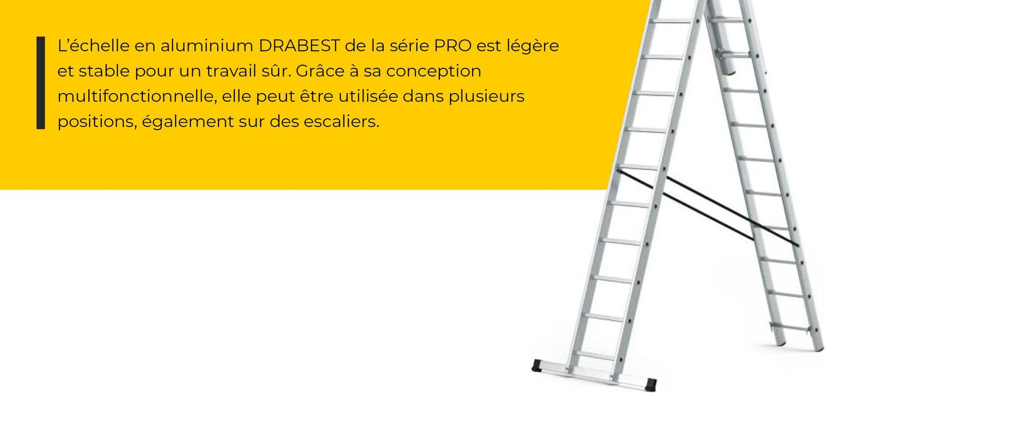 Drabest | Échelle - échelle 3x13 marches, échelle pliante - capacité de charge 150 kg - échelle en aluminium, échelle d'escalier, pieds antidérapants