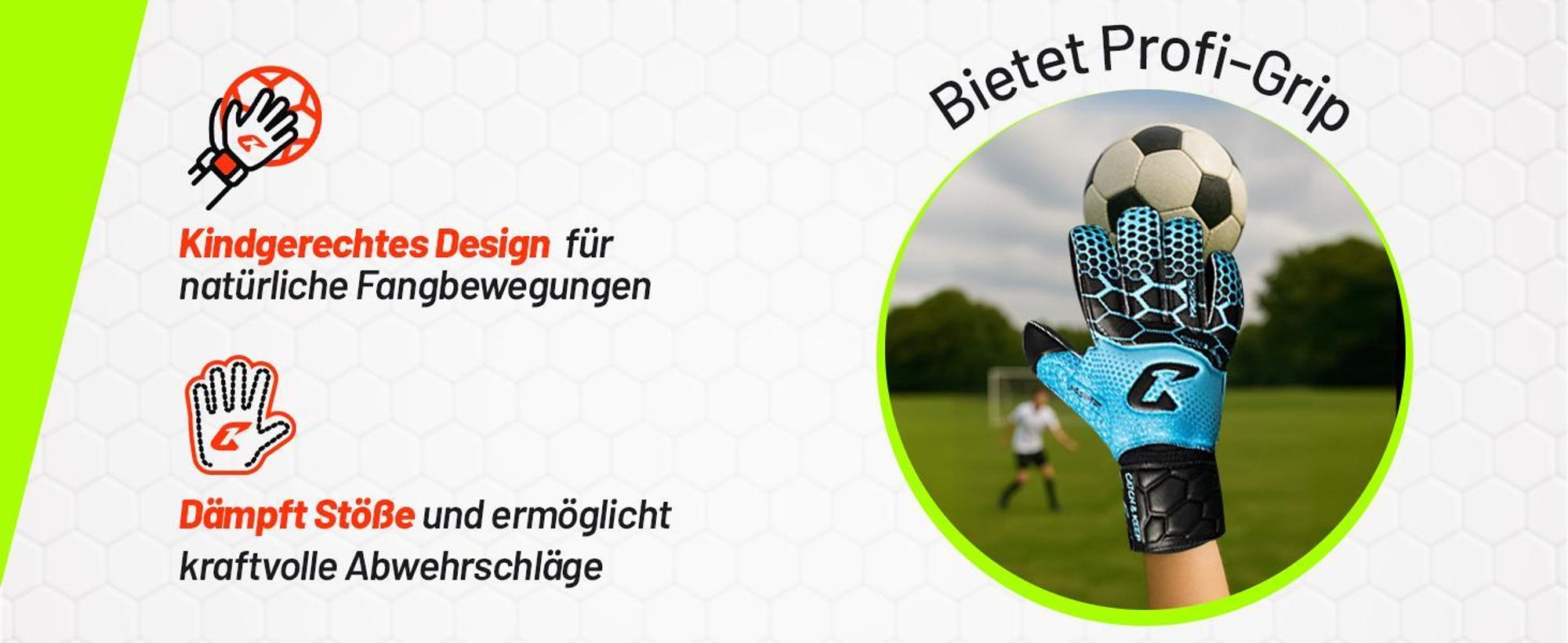 CATCH & KEEP Pro 3.0 torwarthandschuhe kinder - kinder torwarthandschuhe mit Fingerschutz&Griff für festen|torwarthandschuhe junior in Größen 3 bis 7
