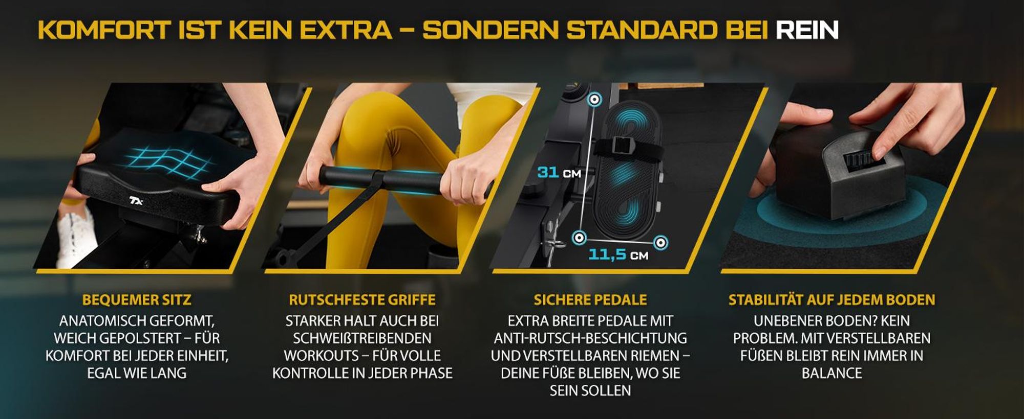 TREX SPORT Rudergerät klappbar für zuhause TX-580RM REIN | Rudermaschine mit Magnet-Widerstand 16 Stufen, 9kg Schwungmasse | mit LCD-Display bis 130kg