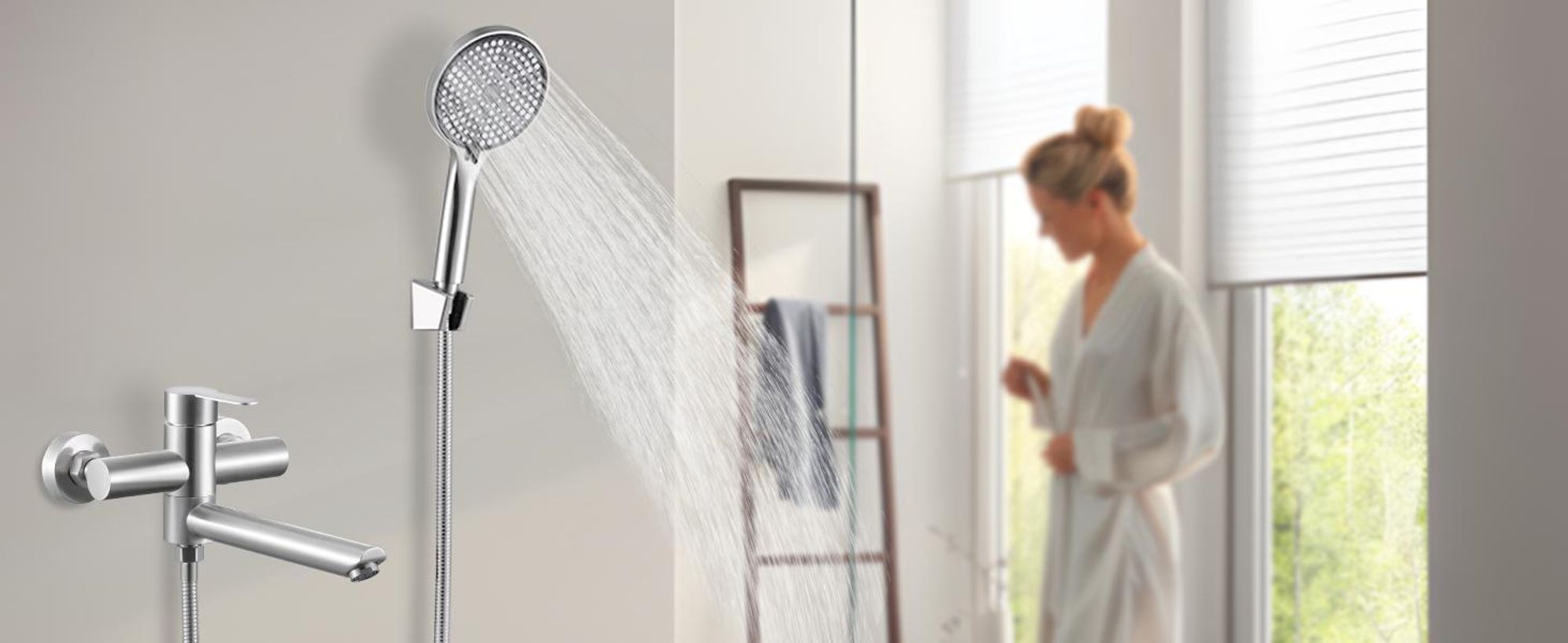ZMH Wannenarmatur mit 3 Funktionen Handbrause  Badewannenarmatur Nickel Klassisch Set Amaturen Wasserhahn für Badewanne Bad