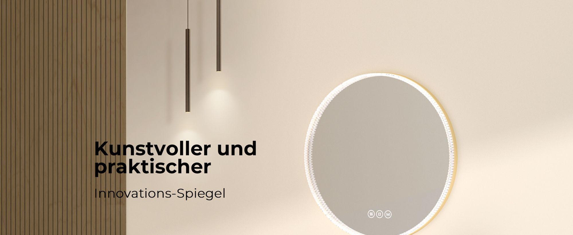 EMKE LED Badspiegel Rund 60cm mit Beschlagfrei und 3 Lichtfarben, Golden Badezimmerspiegel dimmbar Wandspiegel mit Touchschalter, Speicherfunktion, 3 stunden Energieeinsparung