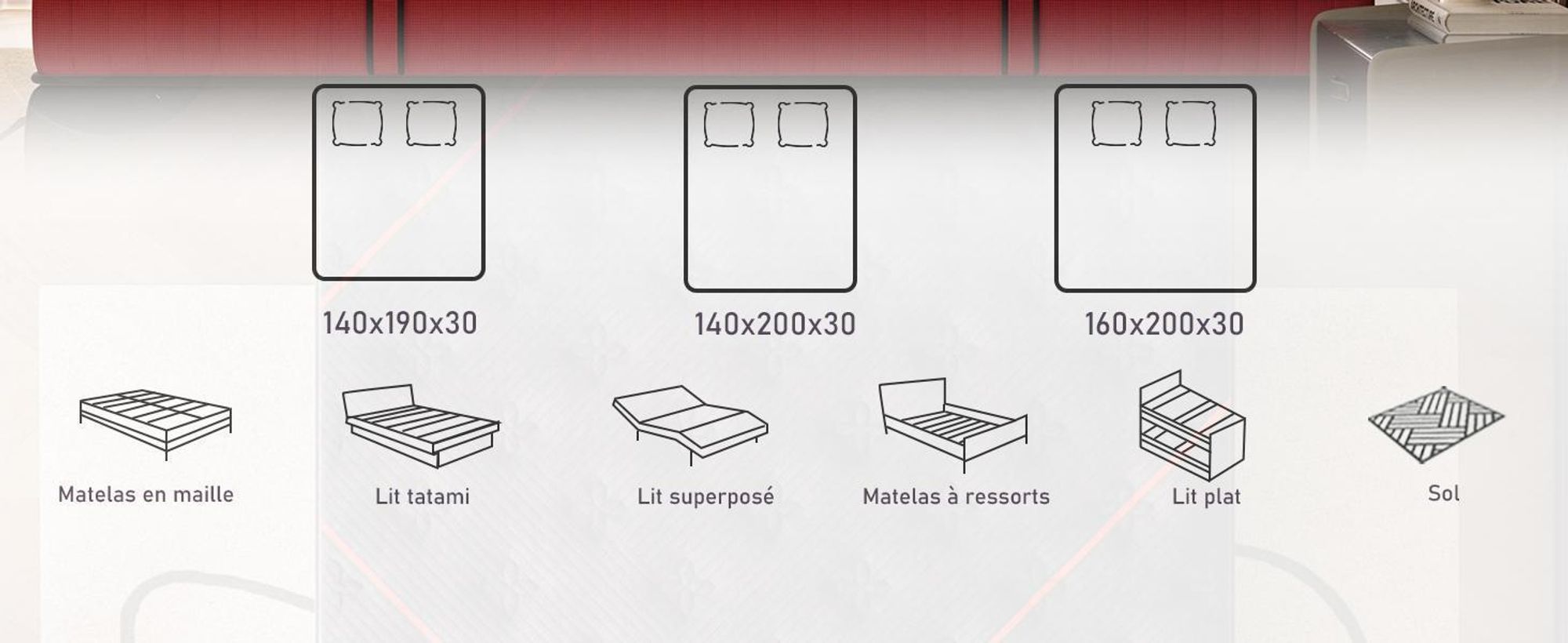DEWINNER Ensemble Matelas et Sommier 160x200, Surmatelas Épaisseur 30 cm, Fermeté Moyenne, Sommiers à Lattes avec 9 Pieds pour Adulte, 2x16 Lattes