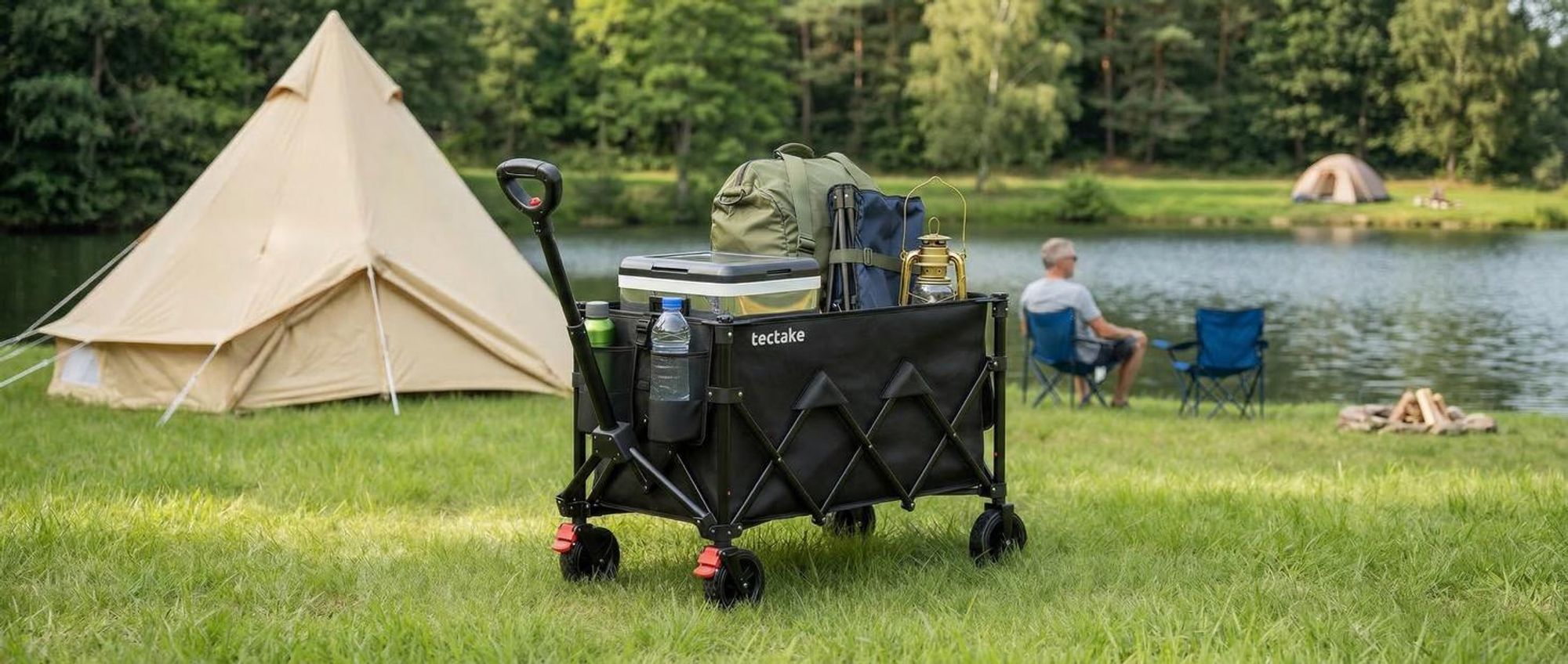 tectake® Bollerwagen RollRider inklusive Einlegeboden, Belastbarkeit 80 kg