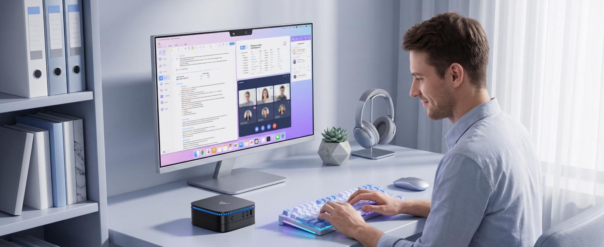 NiPOGi Mini PC Intel Pentium N5030 (bis zu 3,1 GHz) 8GB RAM 256GB SSD met Windows 11 Pro, 4K Dual Display 2× HDMI Mini Desktop PC