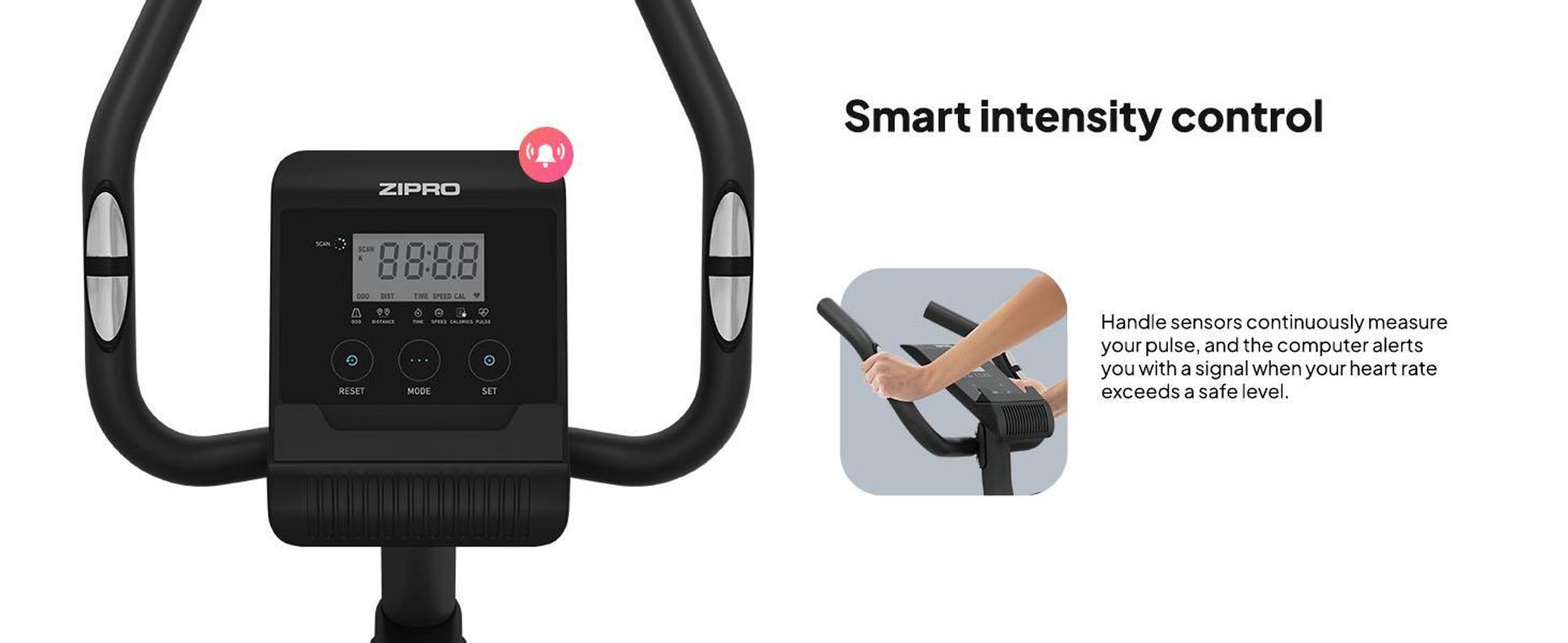 Zipro rotoped Beat – magnetické fitness kolo setrvačníková hmotnost tichý rotoped pro domácí použití měření pulsu, držák na láhev a LCD displej 120 kg