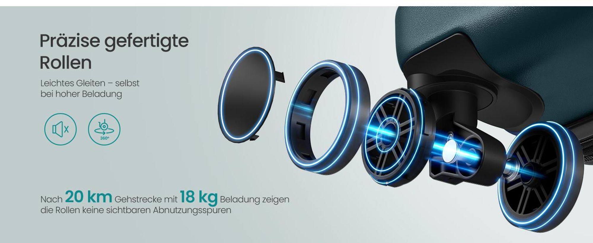 SONGMICS Koffer, Hartschalenkoffer mit TSA-Schloss und Koffergurt, erweiterbar, XL, 75 cm, für Urlaub, 4 Rollen, türkis