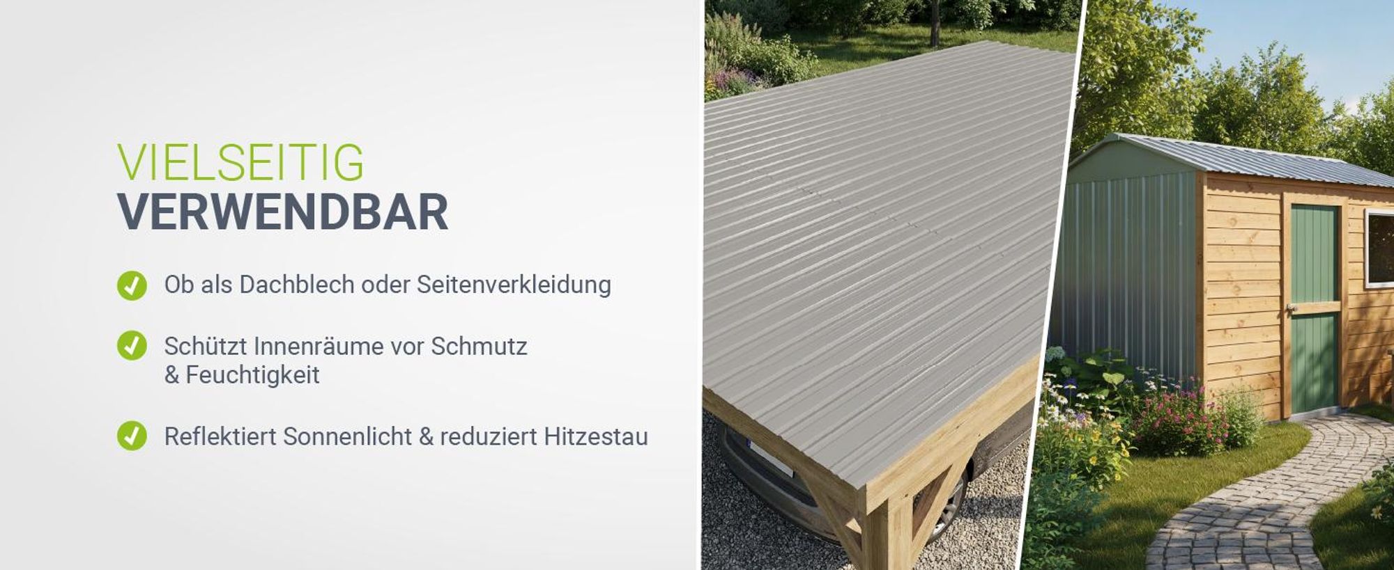 JUSKYS® Profilblech - Grau 12er Set, verzinkter Stahl, 129x45 cm, wetterfest