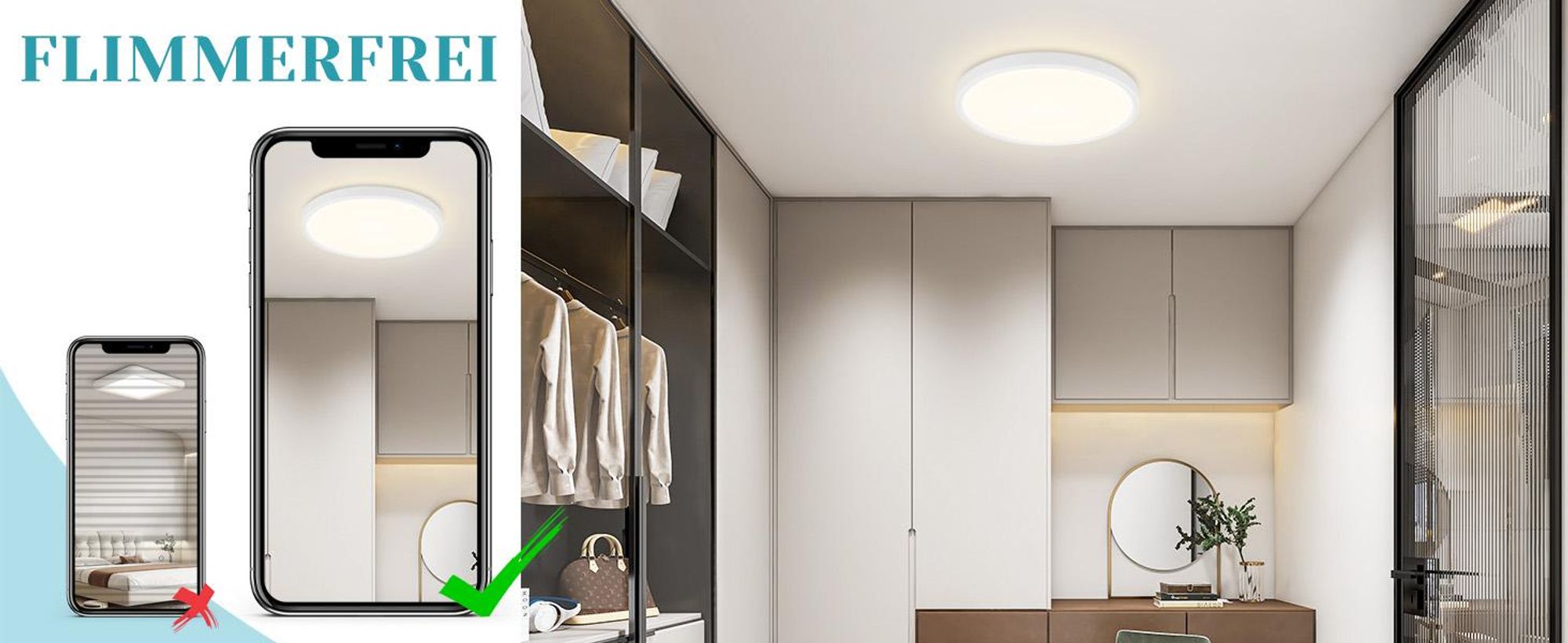 ZMH Deckenlampe LED Deckenleuchte Flach 15W Rund Flurlampe 4000K Badezimmer Deckenbeleuchtung Ø18cm Badlampe Decke Schlafzimmerlampe Klein Küche