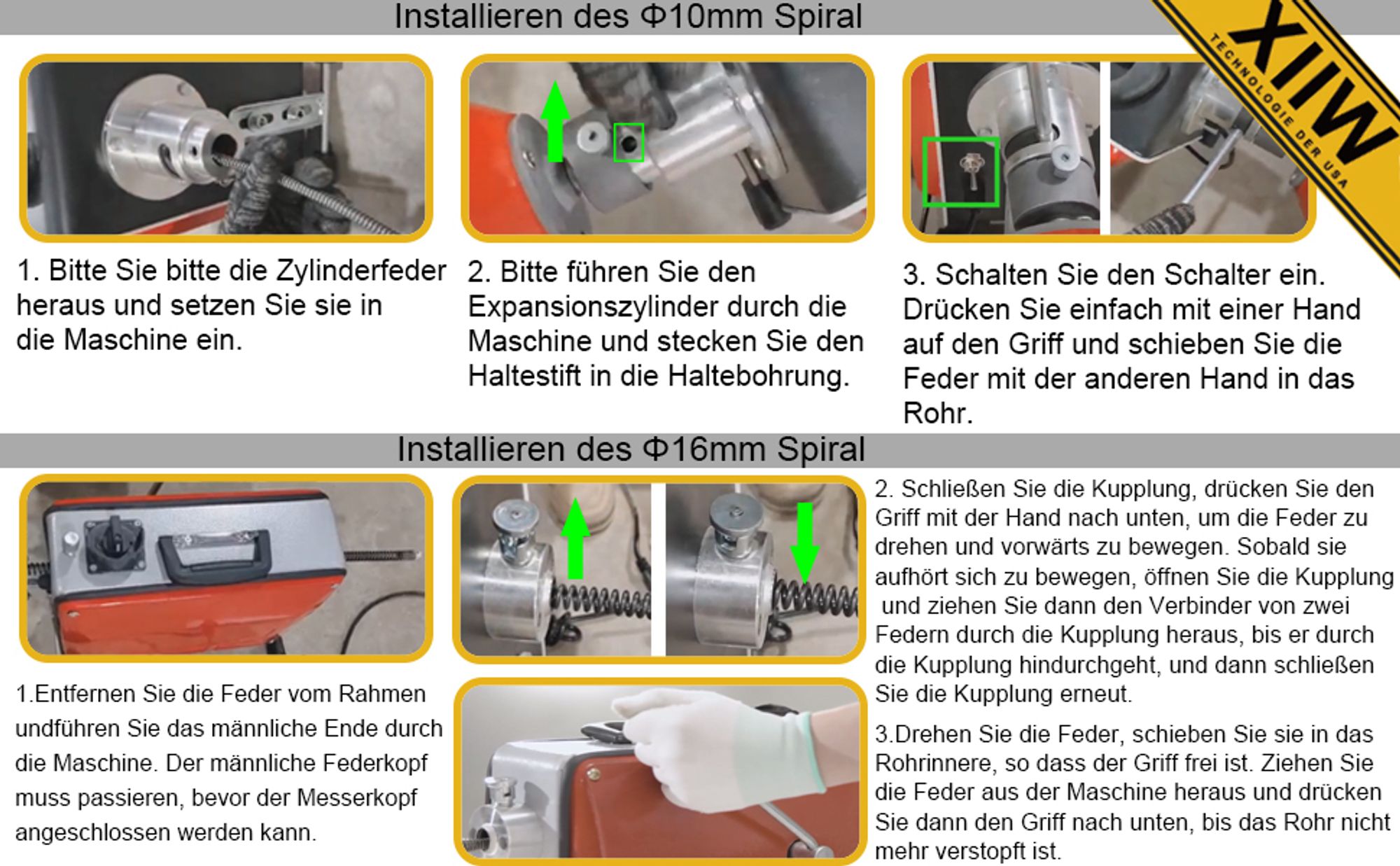 16mm 33M Spiralen Elektrische Rohrreinigungsmaschine 390W 450U/min für Ø20-100mm Spirale Ø8mm 10M, Rohrreinigungsgerät Rohrreiniger Abflussreiniger