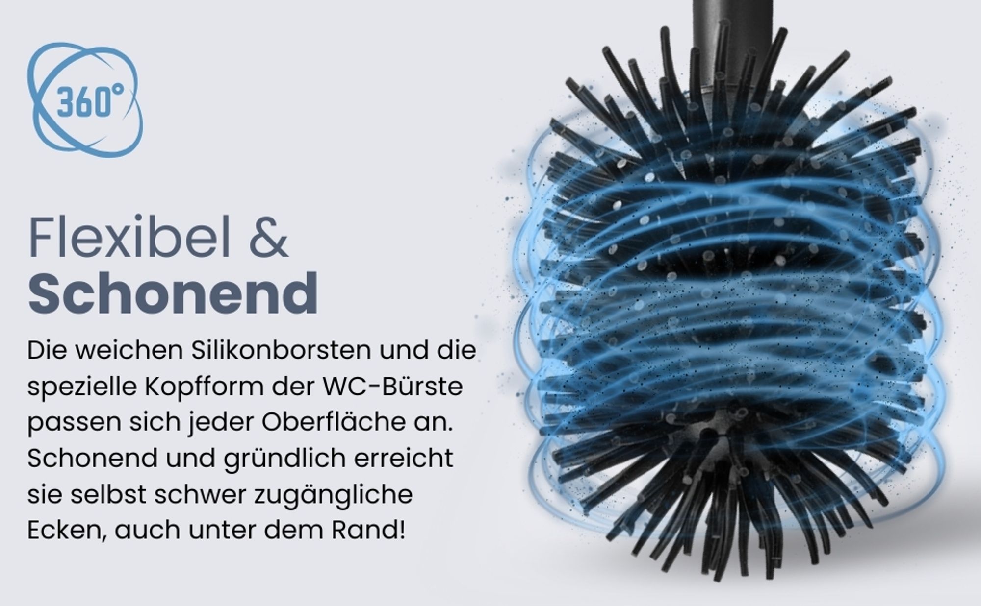 Cleangang® Klobürste Toilettenbürste WC Bürste Schwarz Silikon mit klobürstenhalter Set - WC Garnitur - schnell trocknende Klobürste in zeitlosem Design