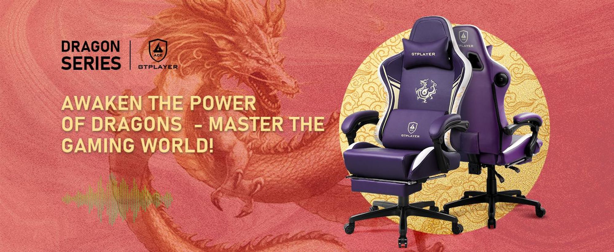 GTPLAYER Krzesło dla graczy Krzesło dla graczy z głośnikami Bluetooth i podnóżkiem, krzesło biurowe Dragon Series, ergonomiczne krzesło obrotowe, krzesło komputerowe Fioletowy