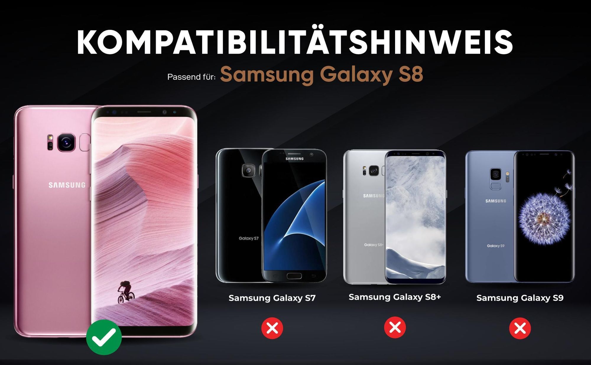 Kompatibilitätshinweise Hülle für Samsung Galaxy S8