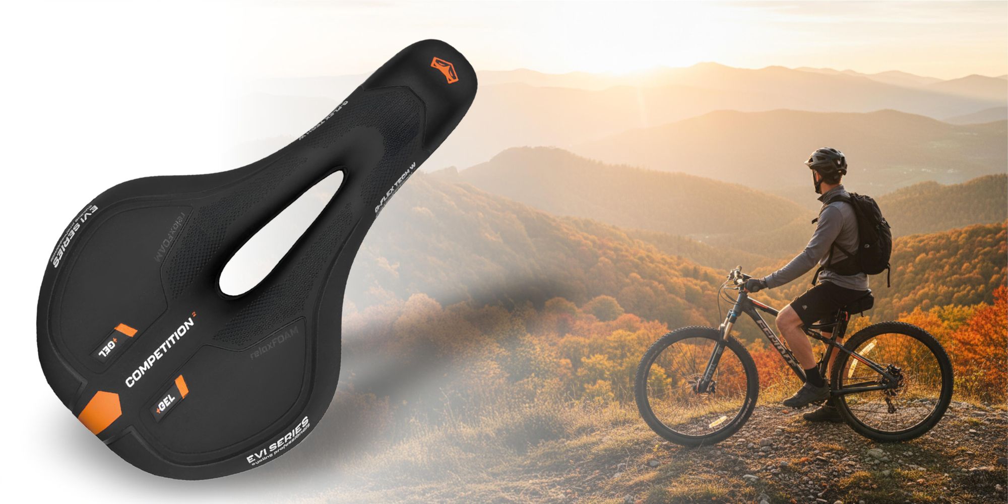 Fahrradsattel Gel extra bequem, ergonomischer City & Trekking Sattel für Damen & Herren, weich & stoßdämpfend, EVI BIKE G-Flex W, Schwarz