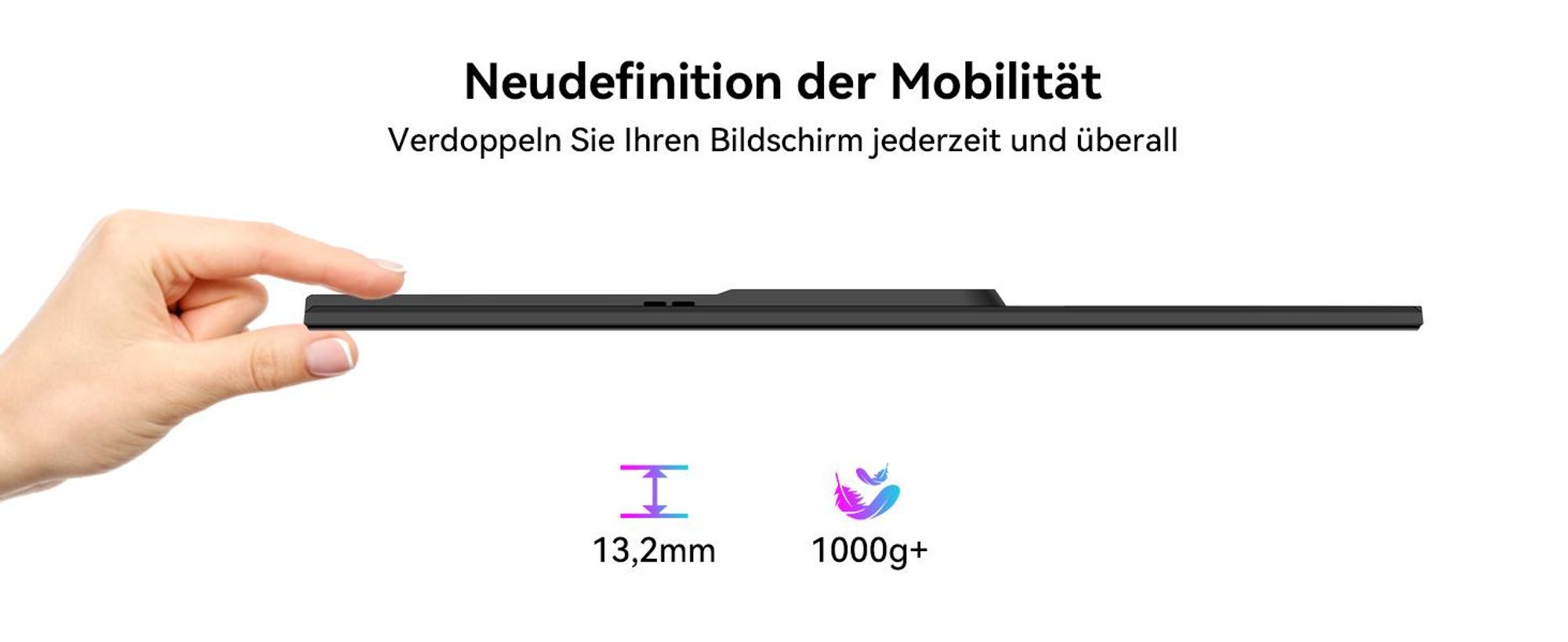 Blackview Table 9 mit Aurabass3 Bluetooth-Box, 16 Zoll FHD tragbarer Monitor, 650g, SÜD , 360° Drehständer, Plug&Play, Kompatibel mit Mac/Win/Android