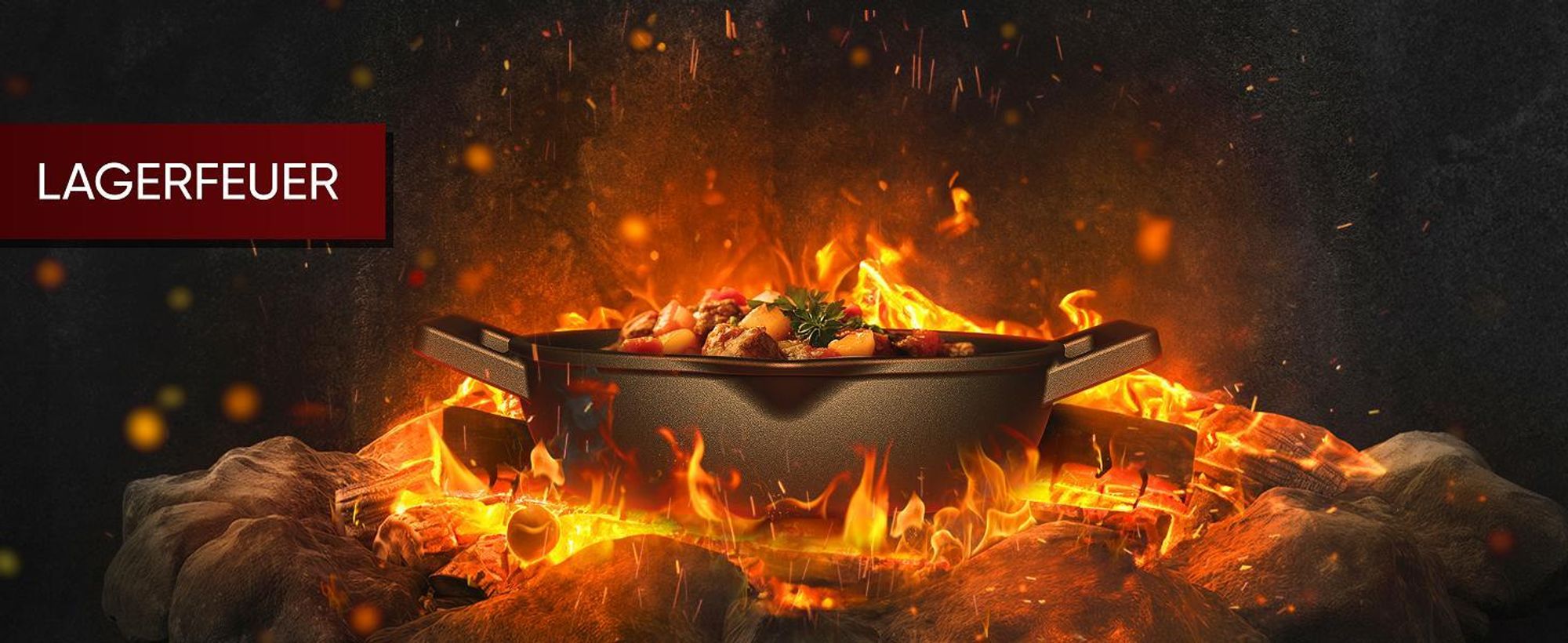 GUSSKÖNIG Gusseisen Grillpfännchen für Grill (2er Set) mit Holz Untersetzer aus Akazienholz - Grillpfannen Set aus Gusseisen