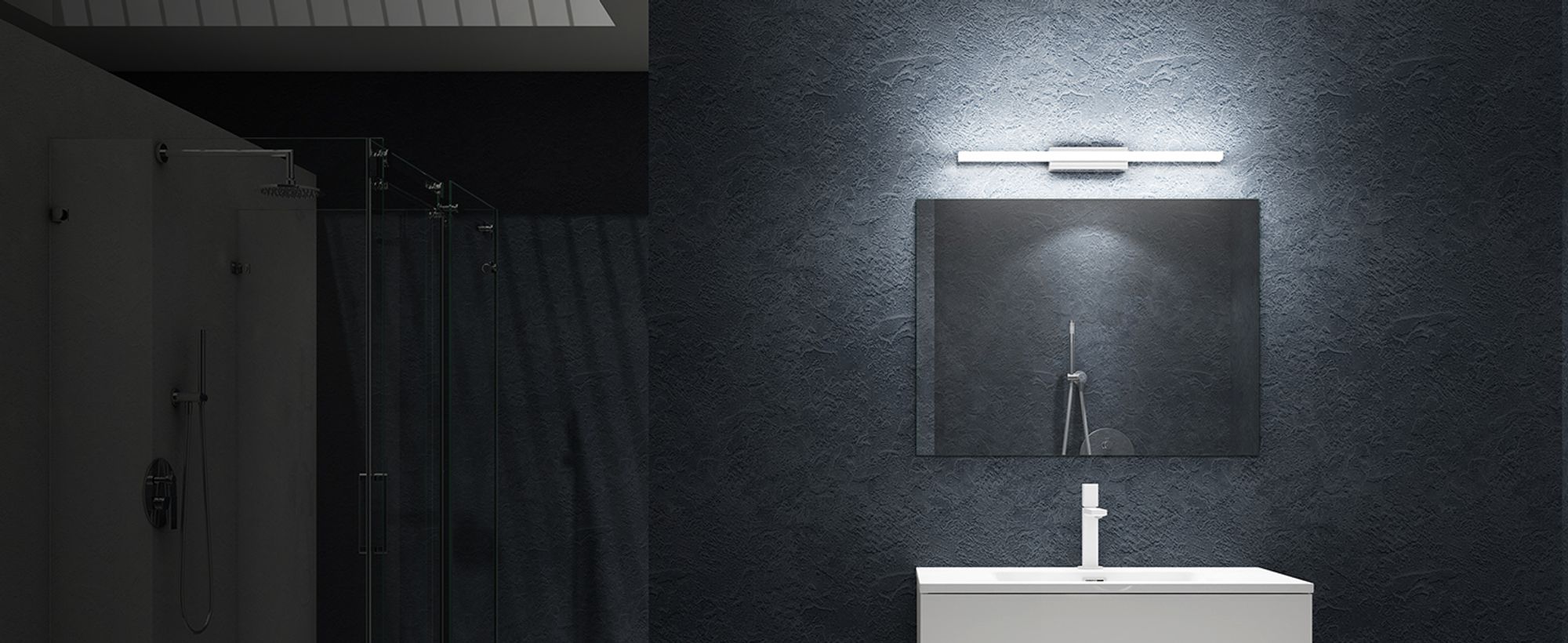 doporro LED Badezimmerleuchte Chrom 40cm - 9W Spiegellampe 6000K (Tageslichtweiß) - Stylische Wandleuchte für Badbeleuchtung Spiegelstrahl