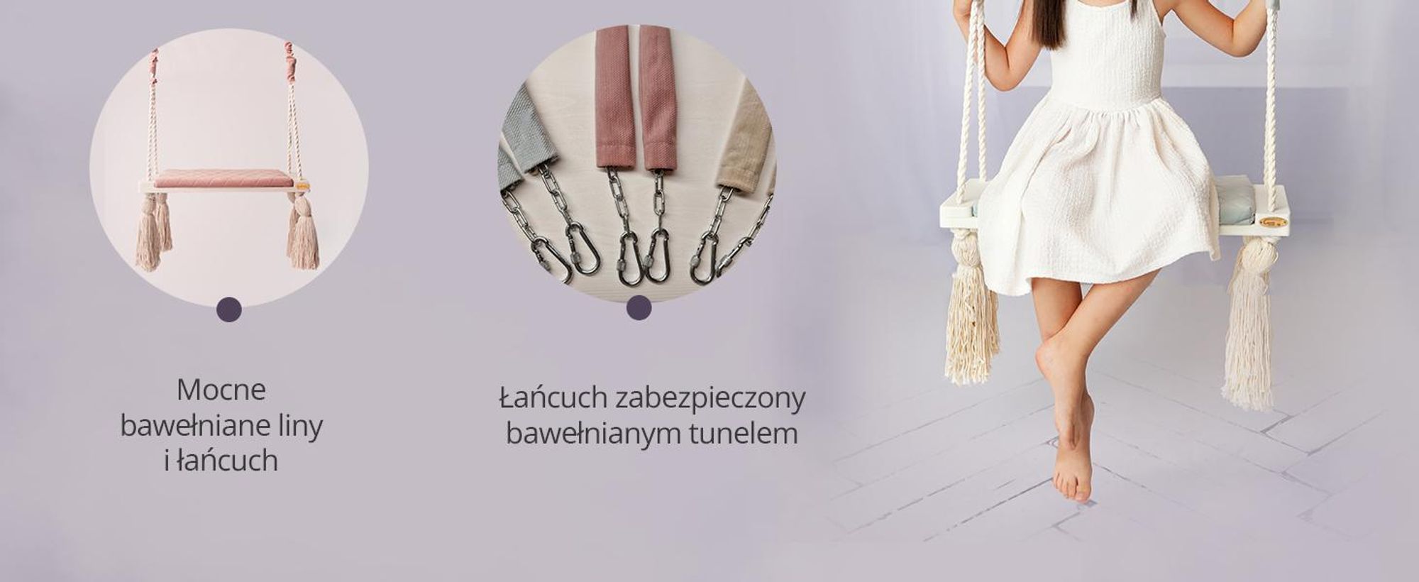 Create for you® - Drewniana Huśtawka dla Dzieci bezpieczna, domowa - duży Bujak dziecięcy, Indoor, Siedzisko miękki materiał, z Regulacją Wysokości - Beż