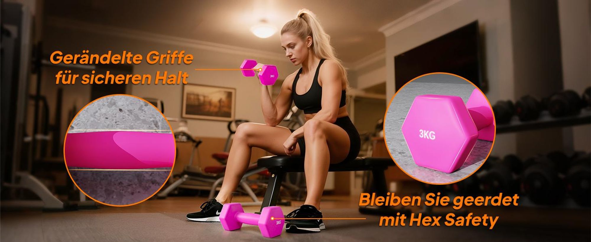 SPORTNOW Hanteln 2er Set Kurzhanteln 2x3kg Hantelset Dumbbells für Krafttraining