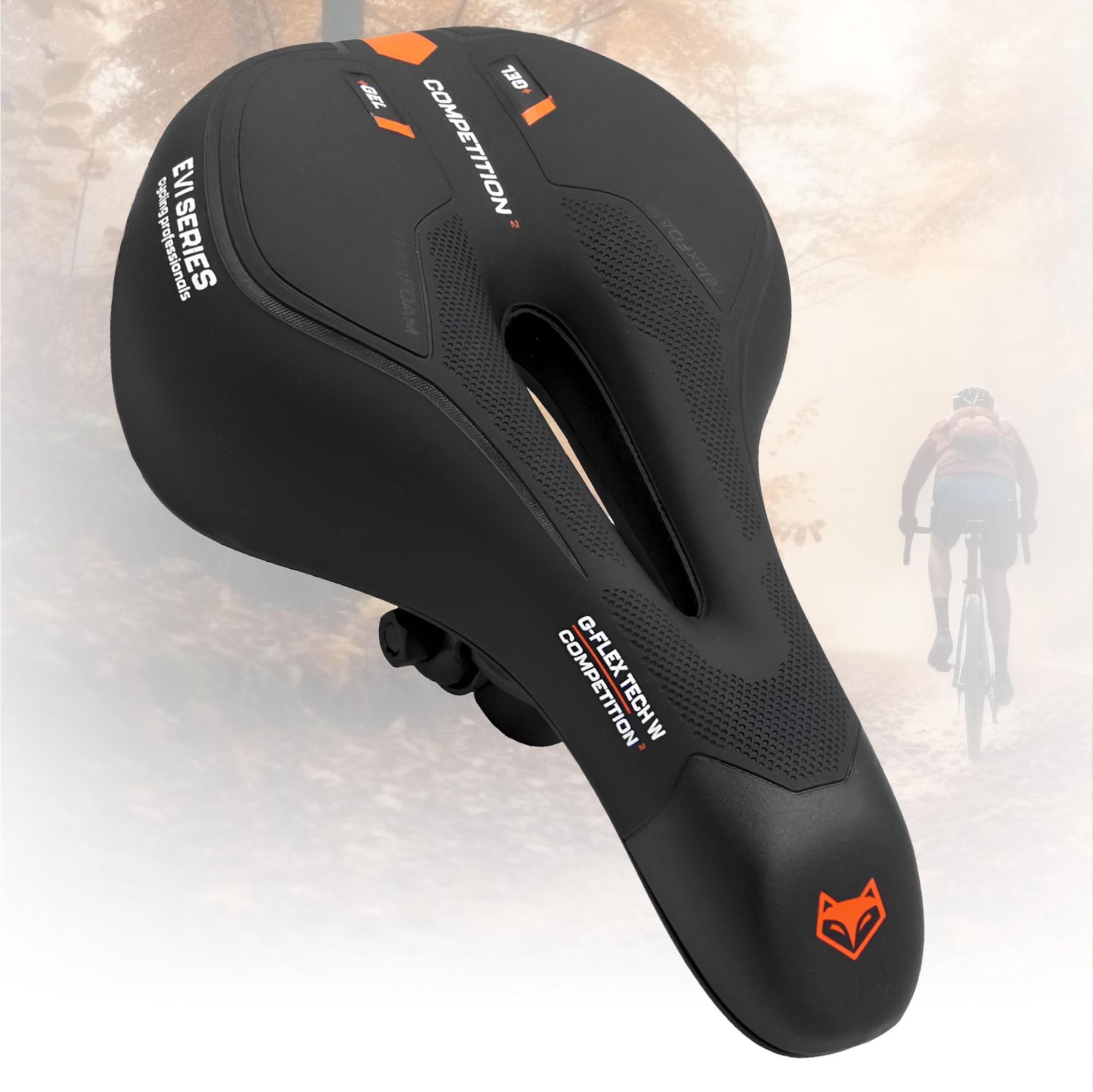 Fahrradsattel Gel extra bequem, ergonomischer City & Trekking Sattel für Damen & Herren, weich & stoßdämpfend, EVI BIKE G-Flex W, Schwarz