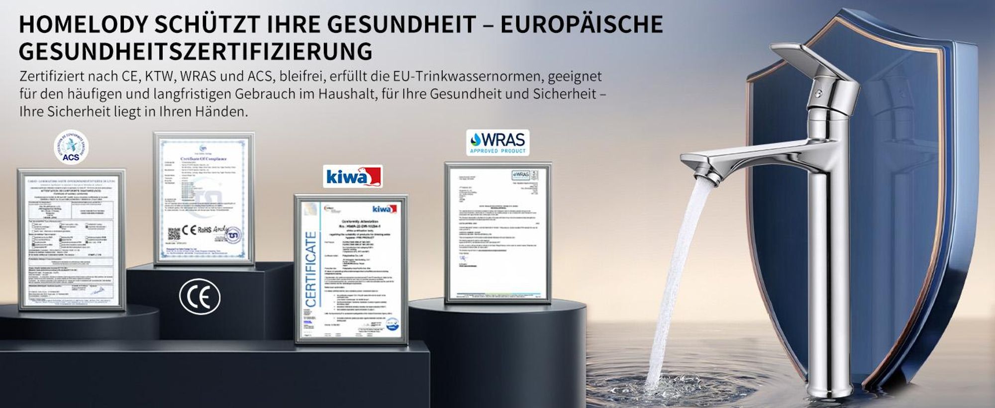 Homelody Chrom Wasserhahn Bad mit Universal Ablaufgarnitur Armatur Mischbatterie Waschbeckenarmatur mit Pop-Up Ventil Messing Überlauf Abflussgarnitur