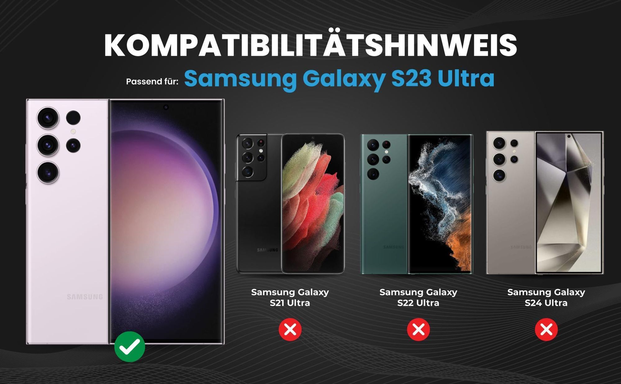 Kompatibilitätshinweise Hülle für Samsung Galaxy S23 Ultra