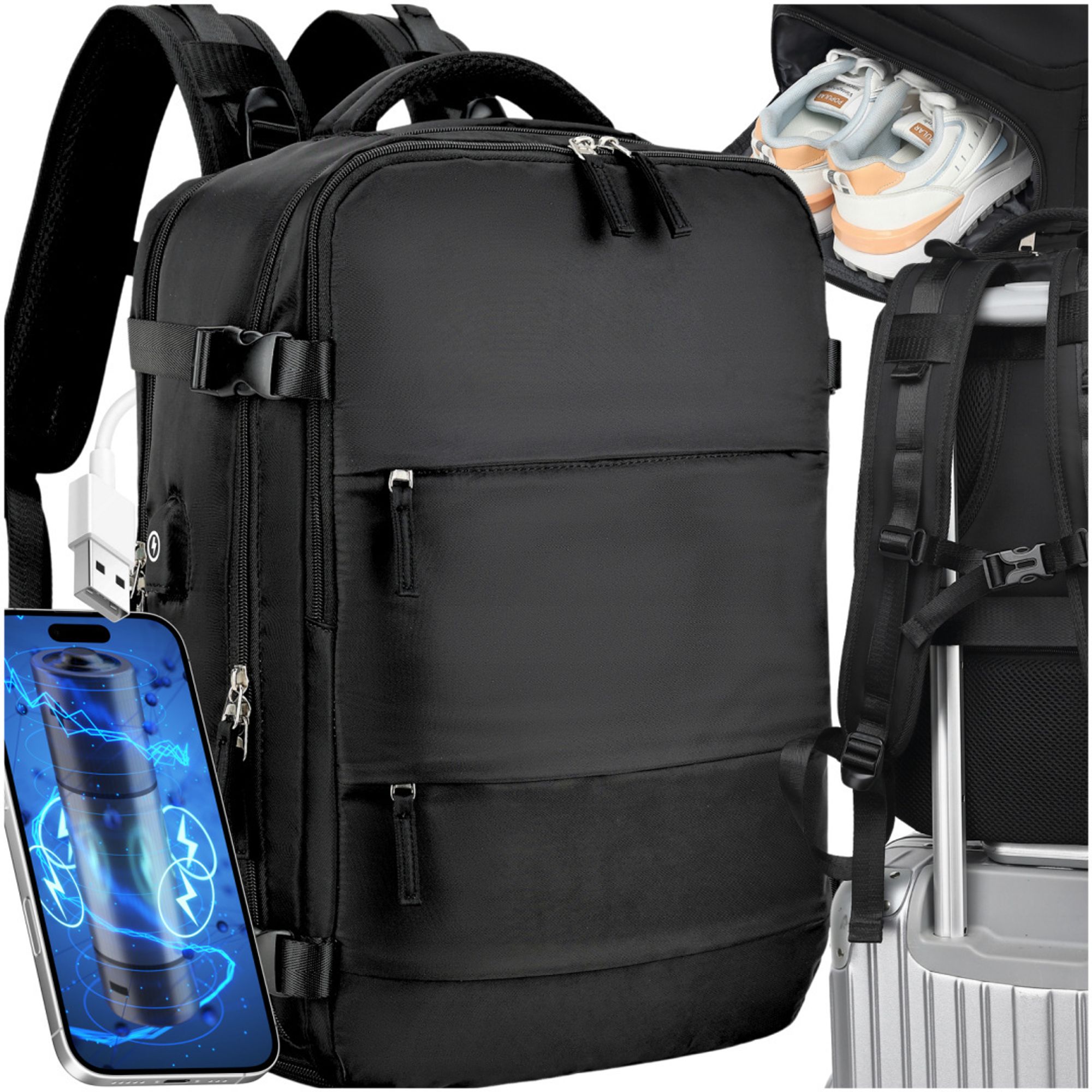 Asato Rucksack für das Flugzeug 40x25x20 Kompaktes Handgepäck Ryanair Wizzair