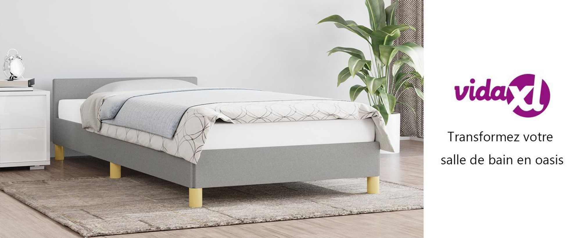 vidaXL Cadre de lit sans matelas gris clair 90x200 cm Tissu