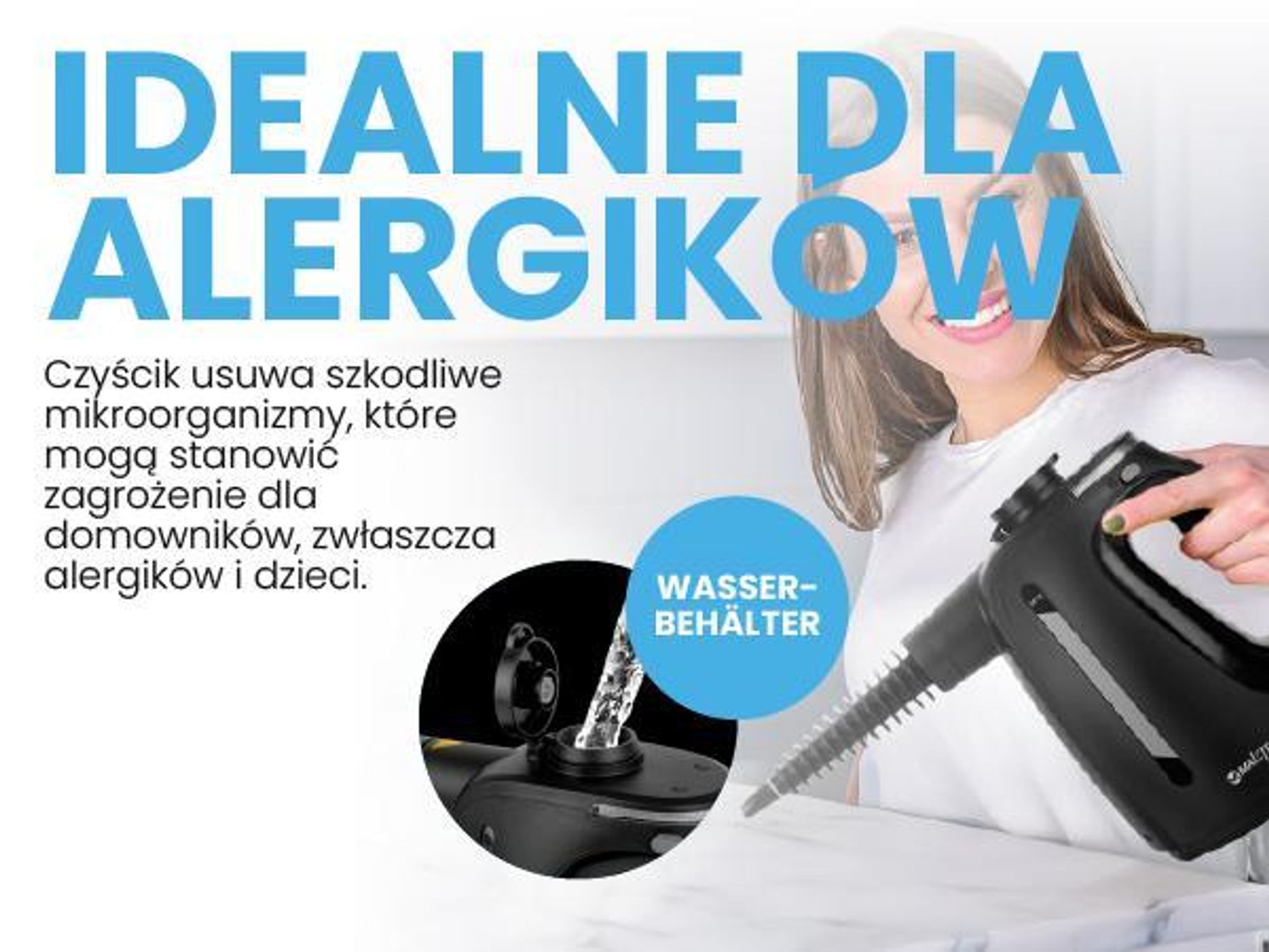 Wysokociśnieniowa myjka parowa czyścik do okien, mebli tapicerowanych i fug o mocy 3 barów