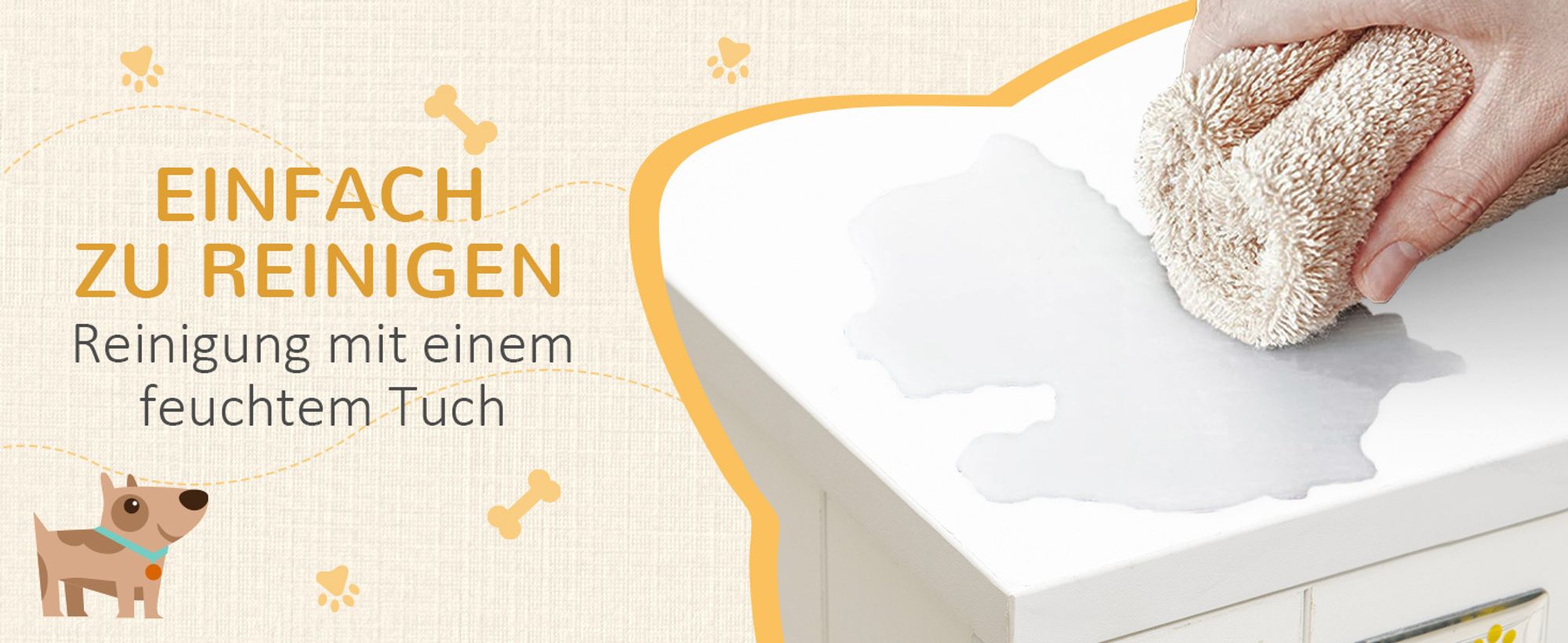 PawHut Hundekäfig, Haustierkäfig mit Kissen, Hundehaus, Hundehütte, Weiß