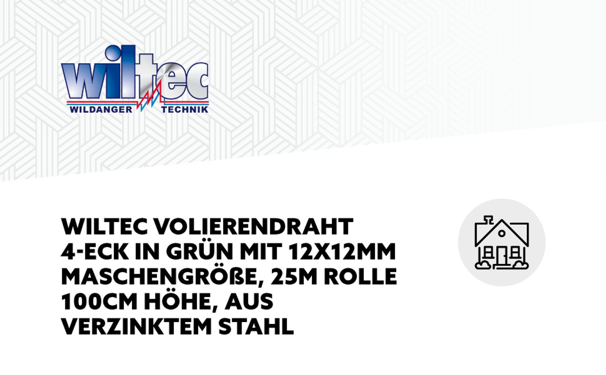 Volierendraht 4-Eck in Grün mit 12x12mm Maschengröße, 25m Rolle 100cm Höhe, aus verzinktem Stahl
