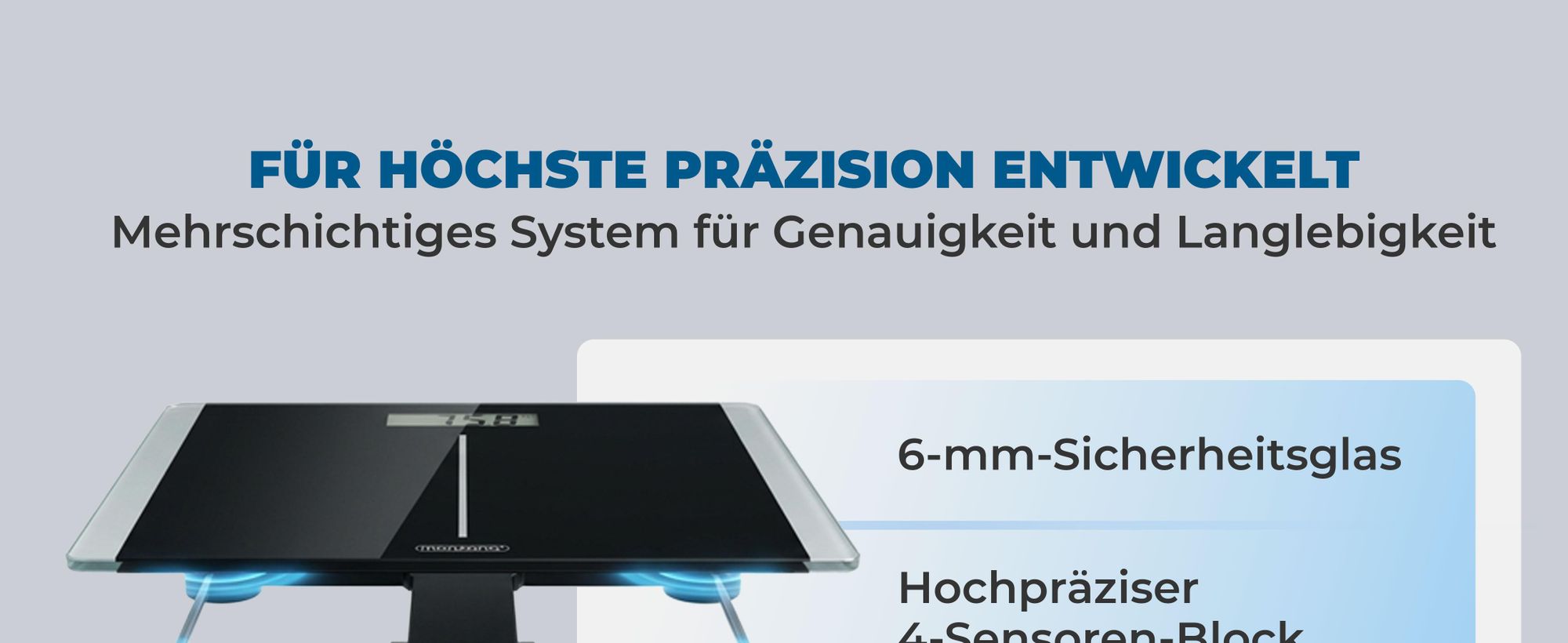 MONZANA Personenwaage Digital Klare LCD Anzeige Große Trittfläche bis 180kg