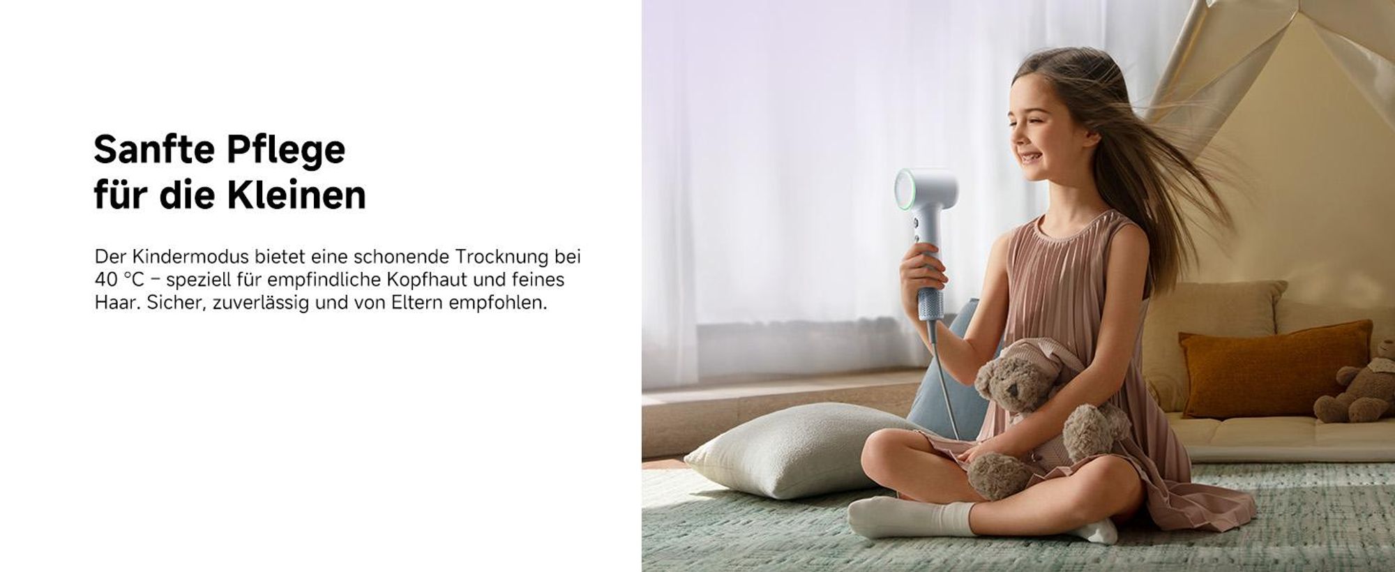 Dreame Mini Hochleistungs-Haartrockner,270g leicht,schnelltrocknend Fön,100K U/min Motor,NTC-Temperaturregelung, Negativ-Ionen,5 Steuerungsmodi,Blau