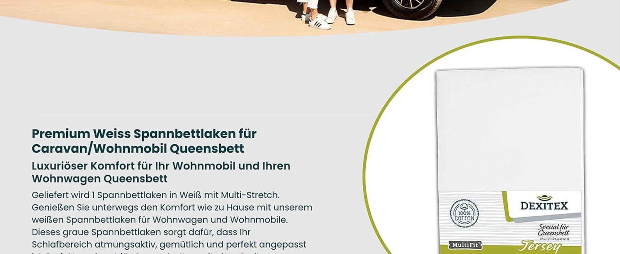 Wohnmobil in der Natur mit Spannbettlaken.