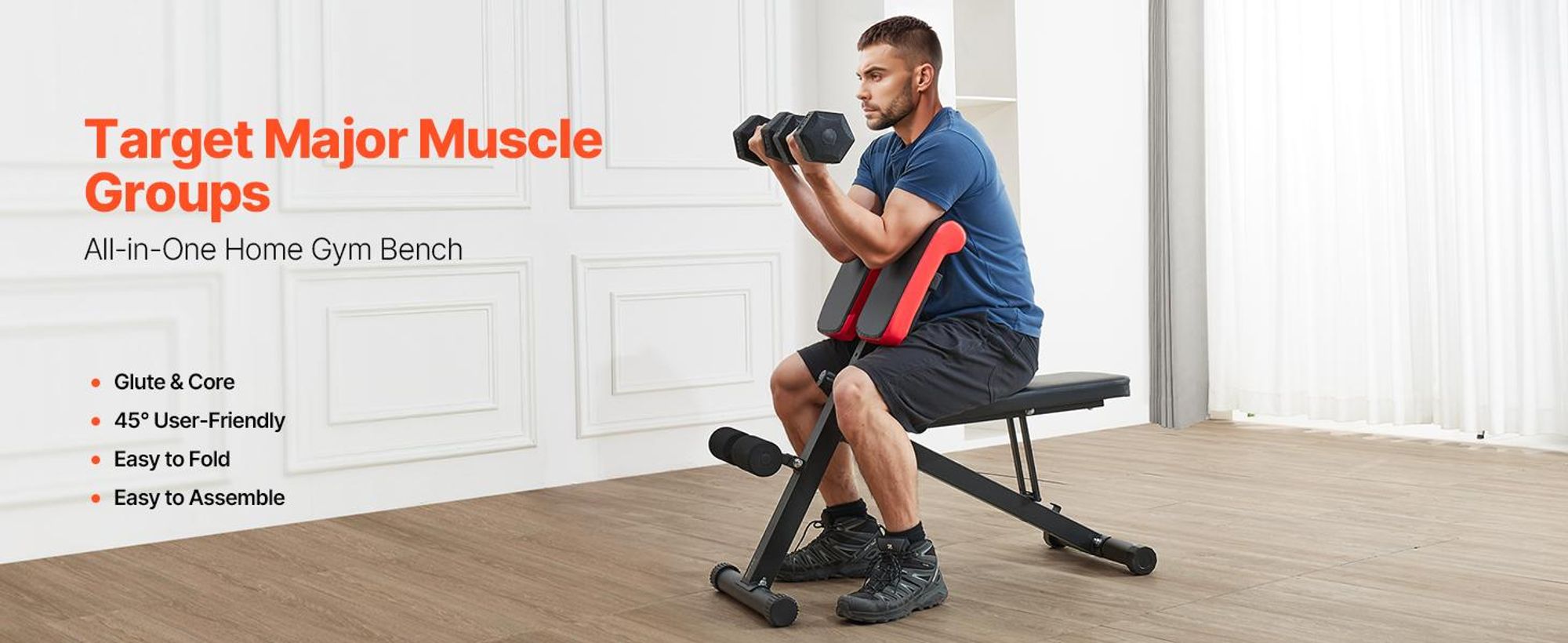 VEVOR Multifunktionale Gewichtsbank für das Ganzkörpertraining, Römischer Stuhl Hyperextensionsbank, 150 kg verstellbares und faltbares Gerät für Rücken-, Arm- und Bauchmuskeltraining, Sit-Up-Übungsmaschine für das Home Gym, 330 lbs-150 kg