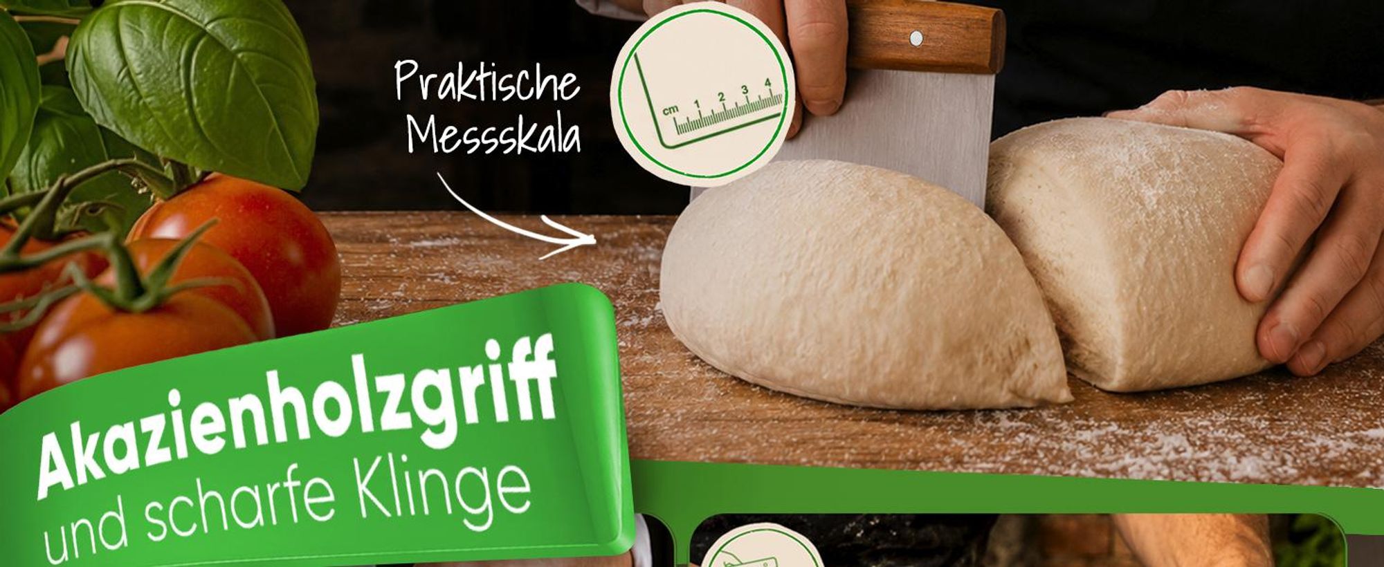EDELFELD [Original] Teigkarte aus Edelstahl 18cm mit Holzgriff – Teigschneider zum Brotbacken – Langlebiger Teigspachtel zum Teilen & Formen von Teig