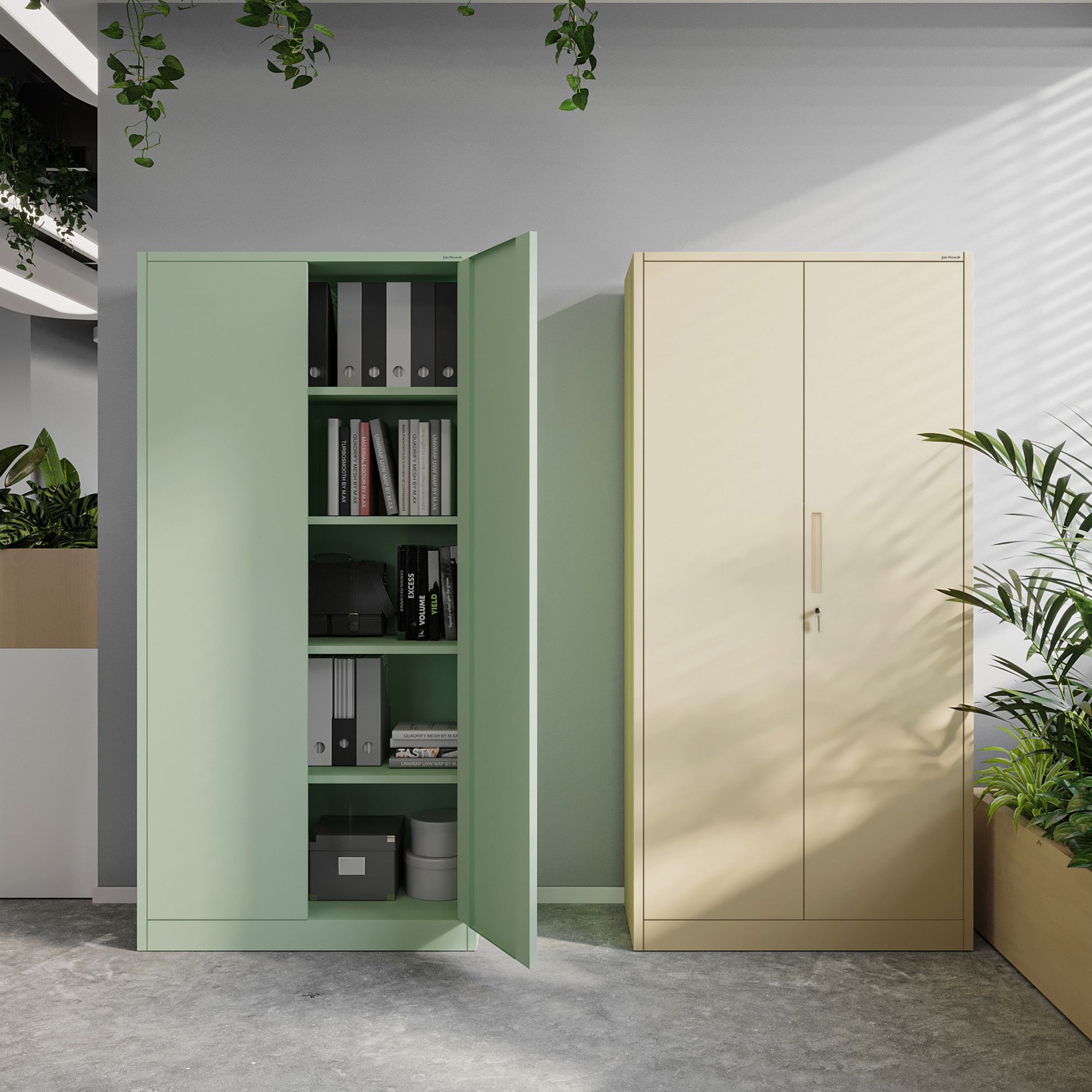 Metallschrank C34 Aktenschrank Werkzeugschrank Umkleideschrank Spind Flügeltüren Kleiderstange Pulverbeschichtung Metall Abschließbar 185 cm x 90 cm x 45 cm (H x B x T) Farbe: Pastellgrün