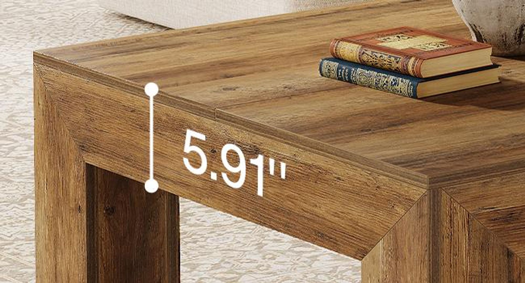 Tribesigns Quadratischer Couchtisch, 100*100 cm Bauernhaus Couchtisch aus MDF mit stabilen Holzbeinen, einfache Montage, rustikales Braun