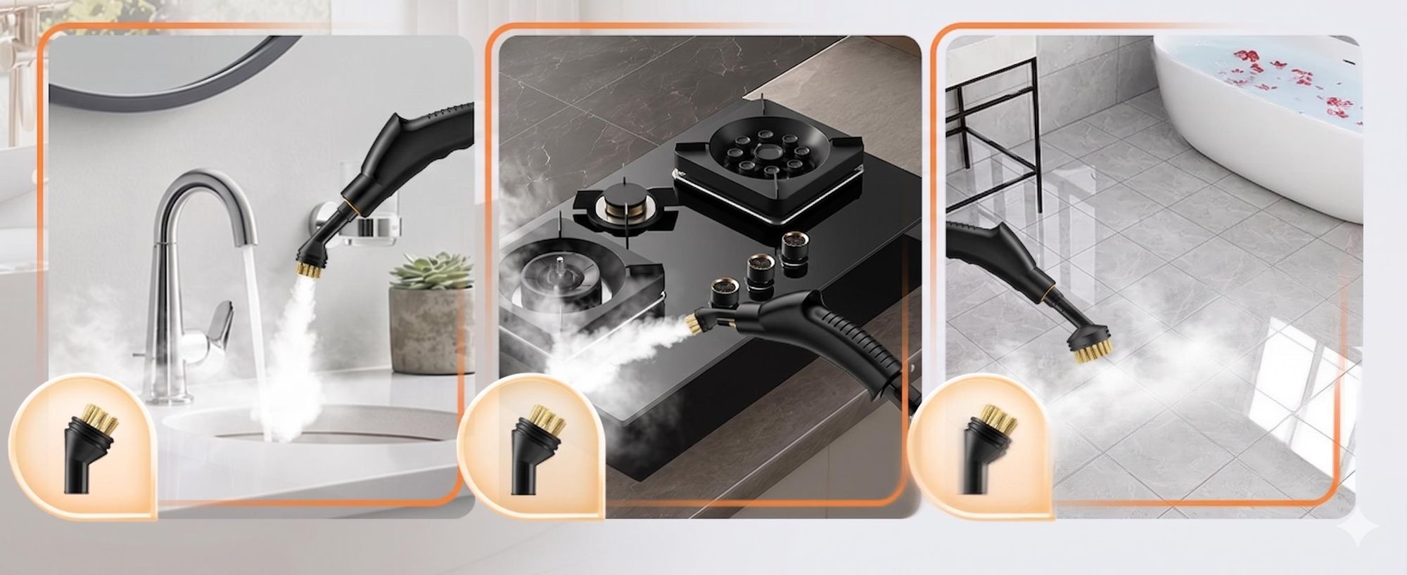 Dampfreiniger Handgerät, Steam Cleaner, 15 Sekunden Aufheizzeit, 1.1L Wassertank, Dampfreiniger für Alles, Tragbarer Steamer, Handdampfreiniger für Bo